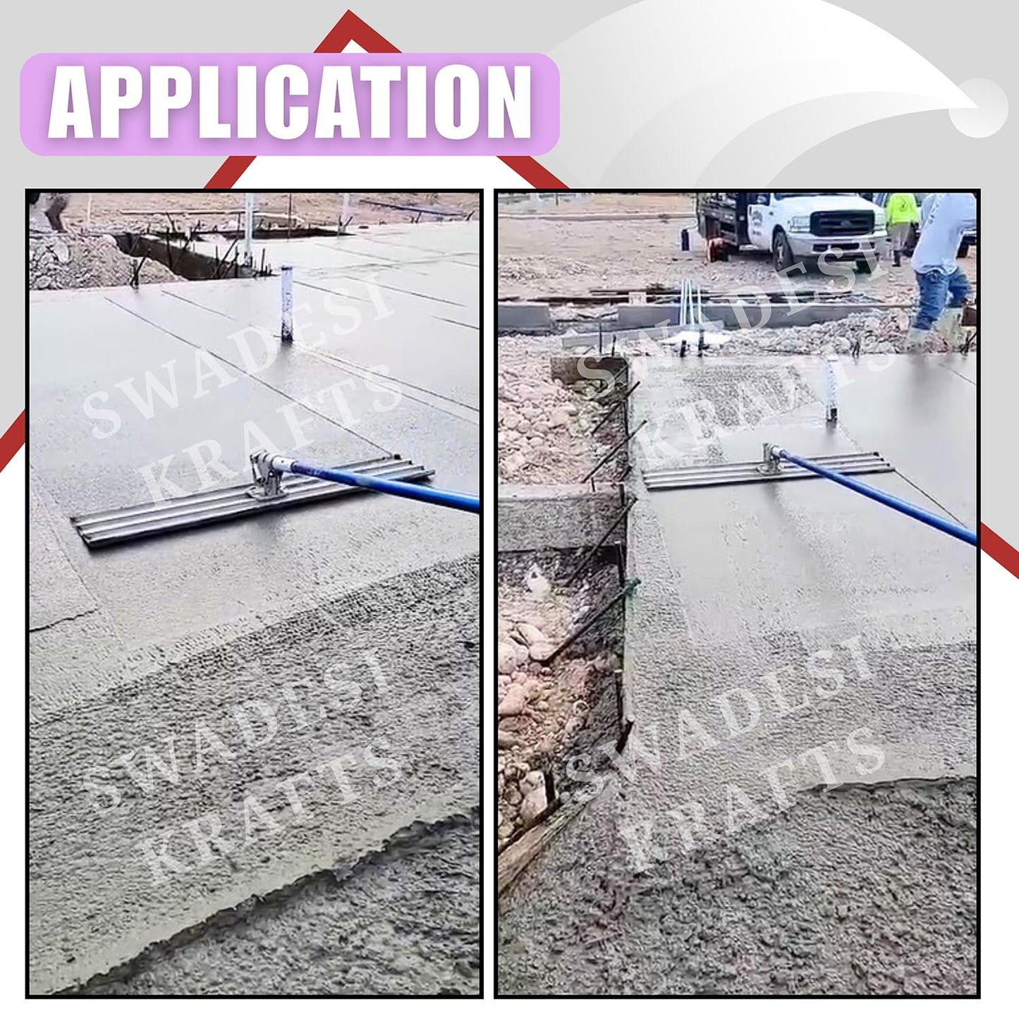 2 Meter Aluminium Blade | Concrete Surface Finishing Tool | Adjustable Handle | Heavy Duty Bull Floater for Construction Sites