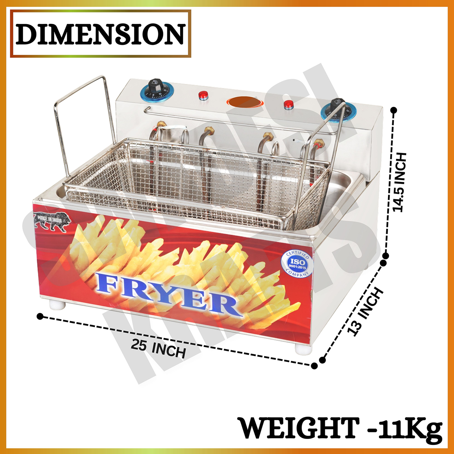 Swadesi Krafts Deep Fryer Machine Stainless Steel 202 Body With 3500-Watt Heater Automatic Deep Fryer Size 25”X13”X14.5” Inch (LXWXH) Used for Fry Samosa, French Fry, Bhature Etc