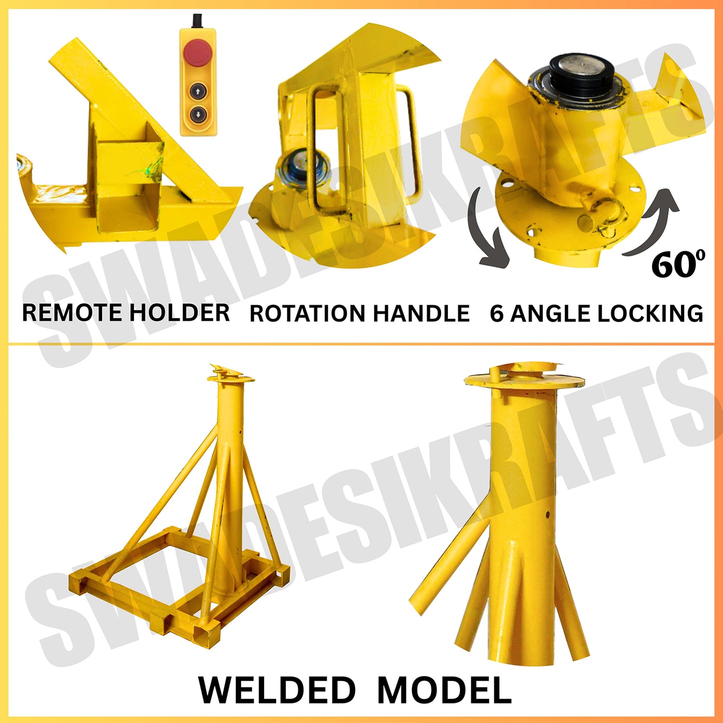 SWADESI KRAFTS Electric Mini Lifting Crane with 3HP Electric Motor & Single Trolly | 8mm Wire Thickness | 50 Meter Length of the Wire and 70kg with 360 Adjustable Frame | Mini Crane Scale 500kg