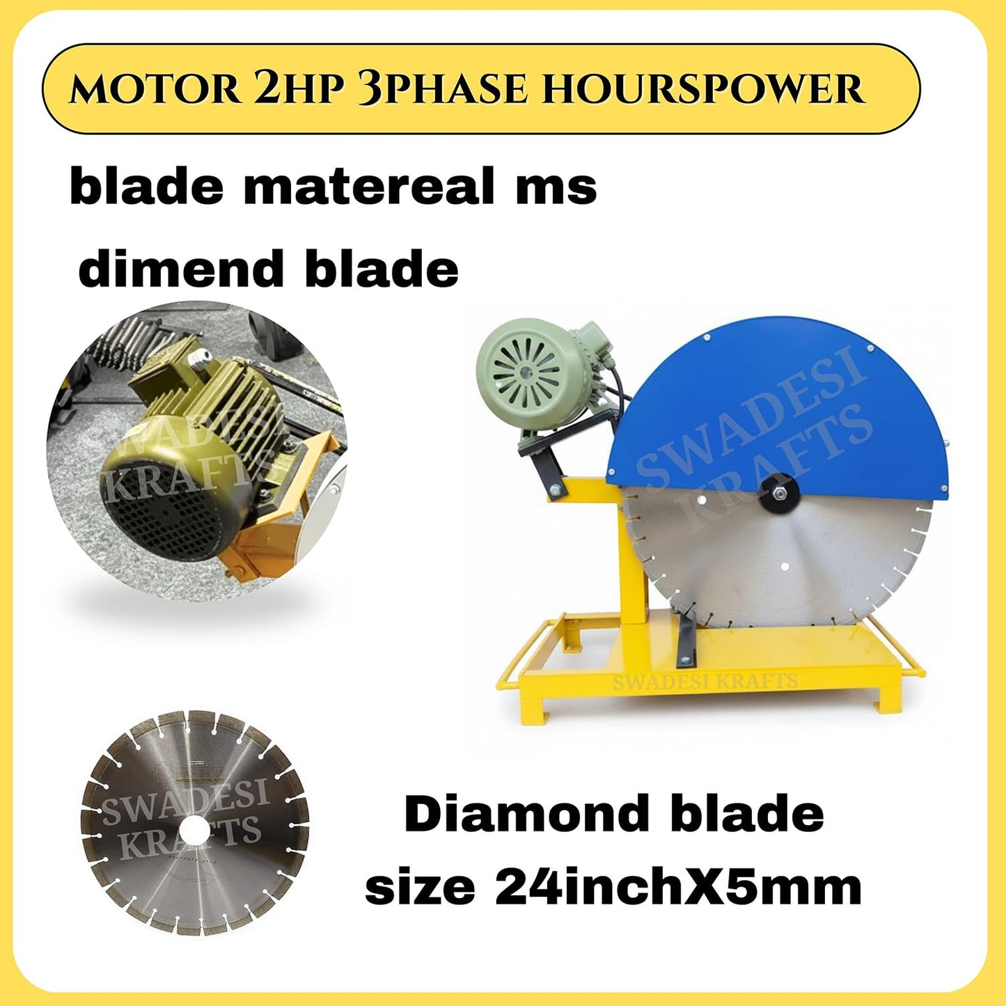 Heavy Duty Concrete Block Cutting Machine | AAC Block Cutter with Diamond Blade | Electric Brick & Stone Cutting Machine | Construction Tool Equipment