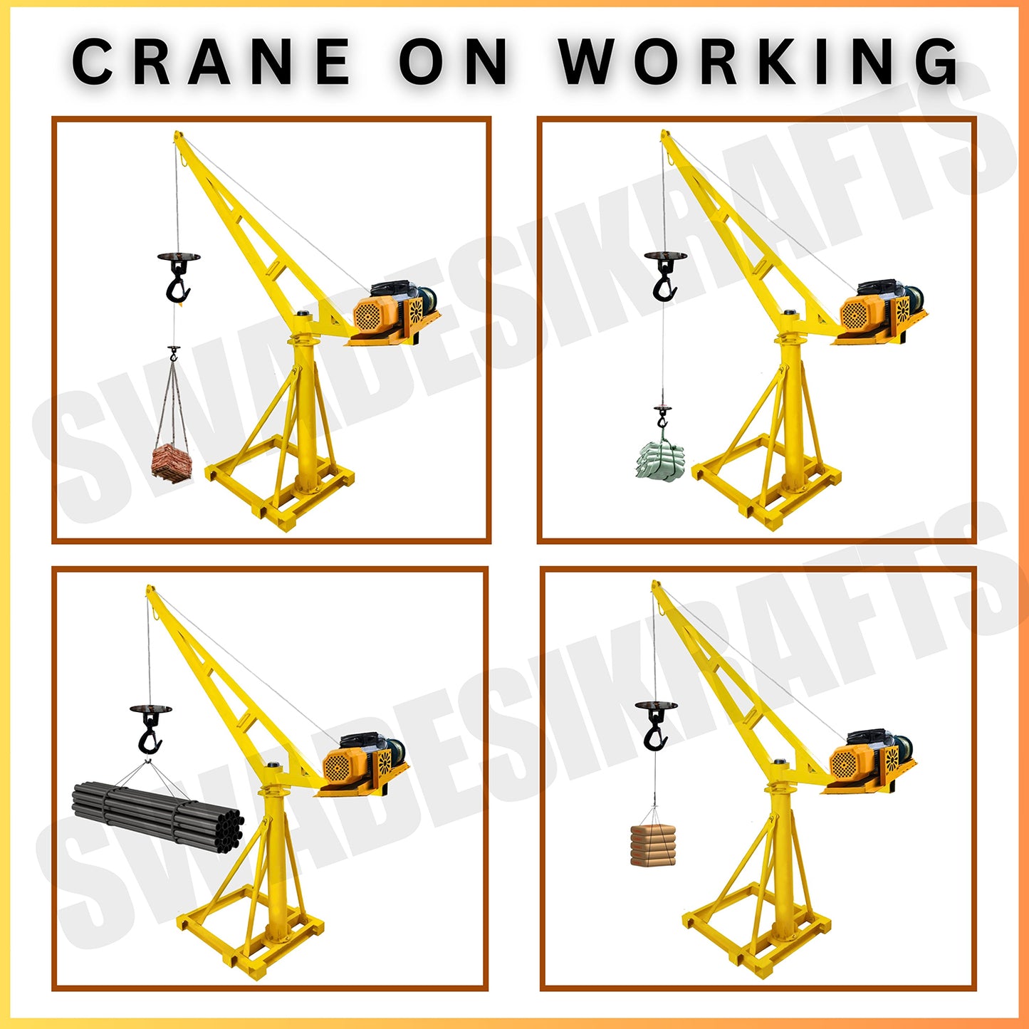 SWADESI KRAFTS Electric Mini Lifting Crane 60kg Frame | Mini Crane Scale 500kg (WITHOUT MOTOR)