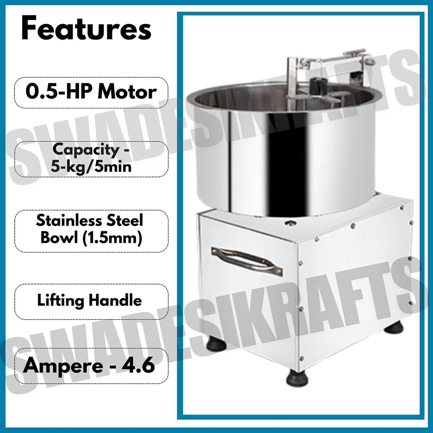 Swadesi Krafts 05 Kg Besan Mixing Machine With 0.5hp Motor B1