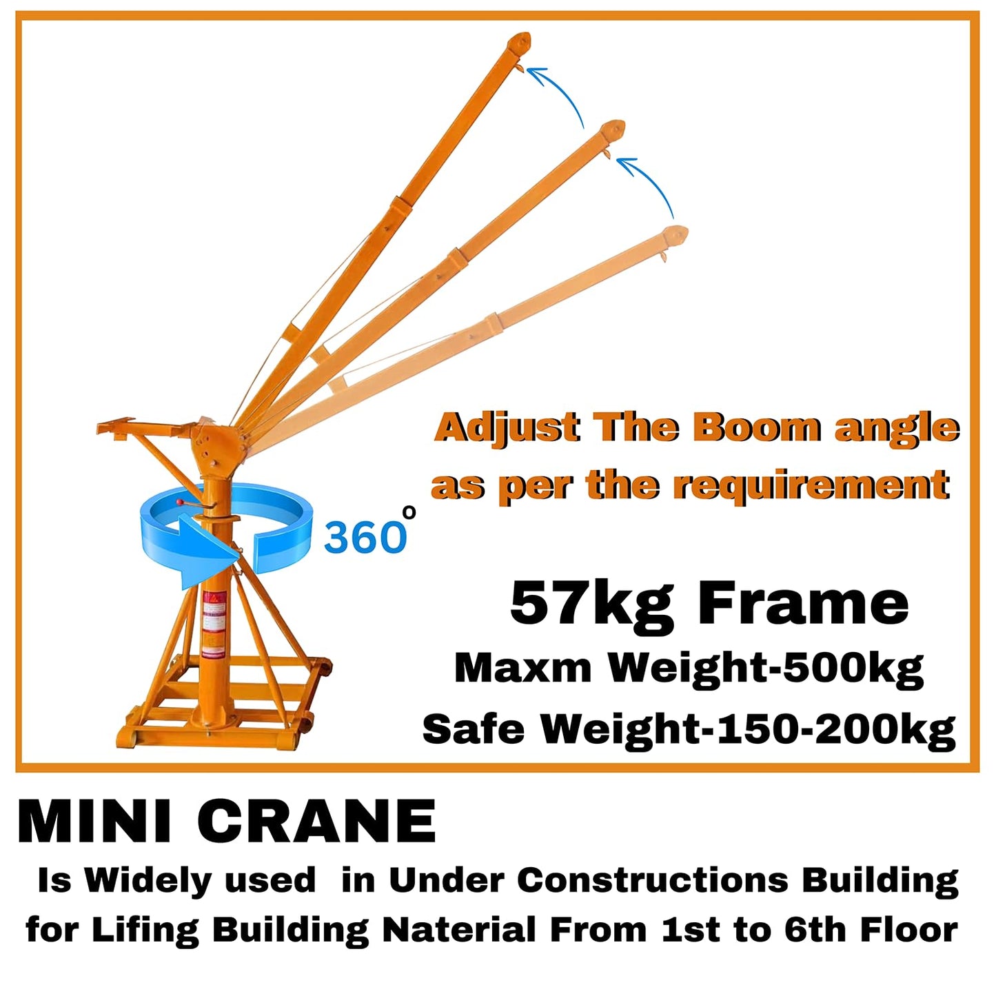 SWADESI KRAFT Electric Mini Lifting Crane 57-60kg with 360 Adjustable Frame | Mini Crane Scale 500kg B3