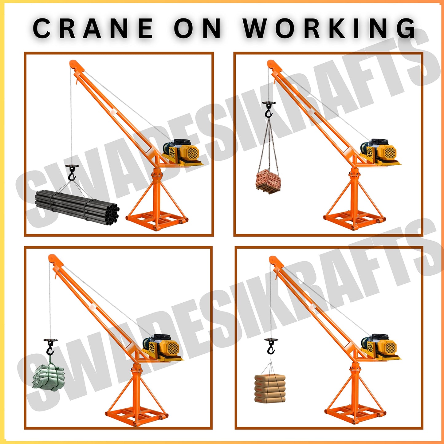 SWADESI KRAFTS Electric Mini Lifting Crane 95kg Frame | Mini Crane Scale 500kg (WITHOUT MOTOR)
