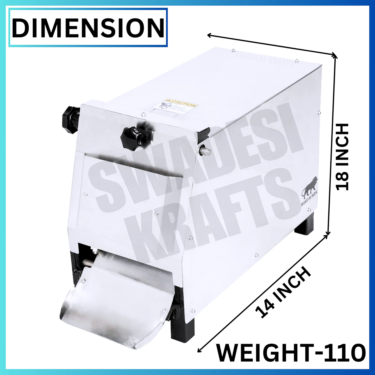 SWADESI KRAFTS Chapati Pressing Machine Stainless Steel Body with 0.5 Hp Motor Roti Pressing Machine Size 26”X14”X18” (LXWXH) Used for Preparation of Chapatis