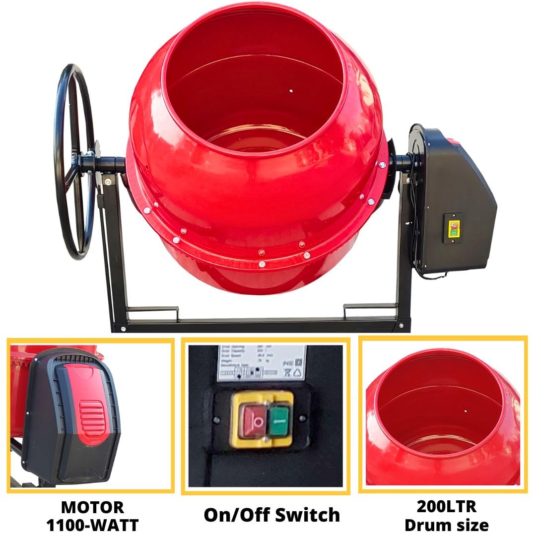 SWADESI KRAFTS 200ltr-Electric Concrete Mixture Machine | Concrete Mixer Machine1 1115-watt S1