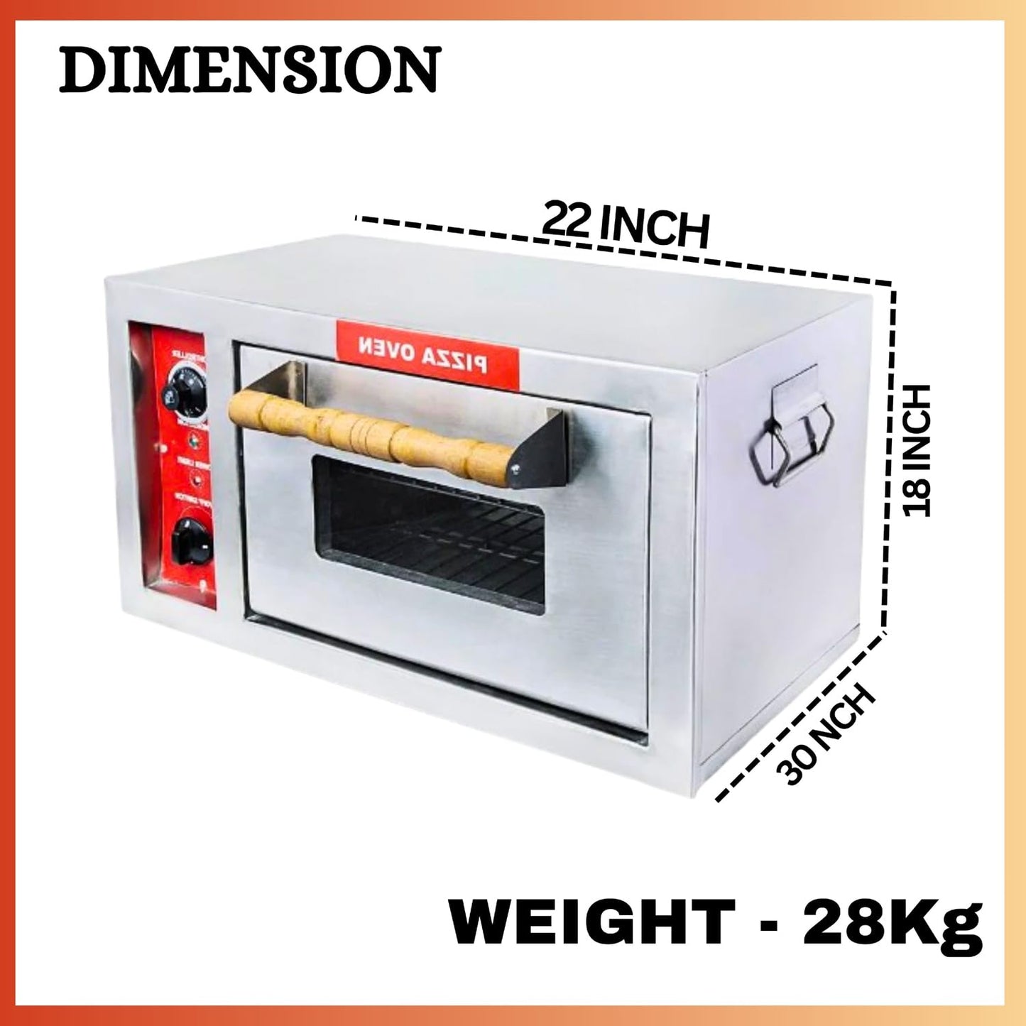 SWADESI KRAFTS stainless steel 202 pizza oven commercial use with 3500 watts, 18” x 18” inch, 8 pizza – 8-inch, best pizza oven size 22”x30” inch (LXW) and 18” inch height, its use crispy up pizza