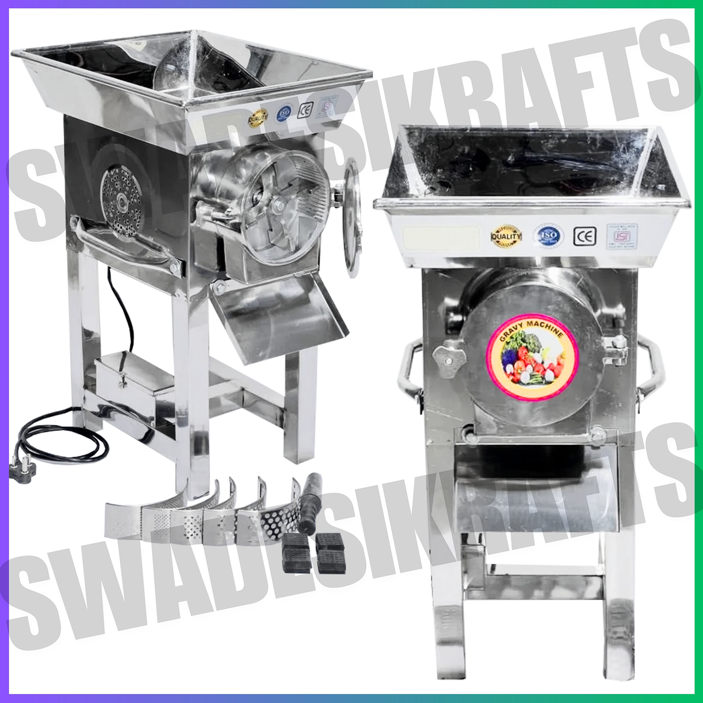 Swadesi Krafts Stainless Vegetable Gravy Machine with 3-Hp Motor | Gravy Machine for Hotel Industrial Machine for Wet Grinder Capacity-150kgHr. A3
