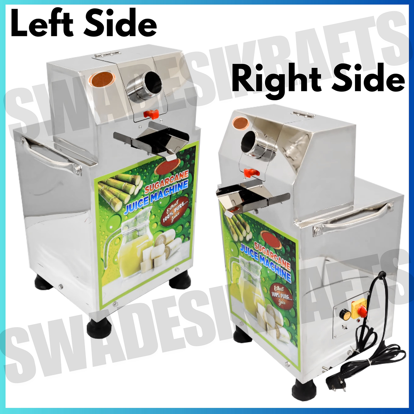 SWADESI KRAFTS Automatic Sugarcane Juicer Machine With 1hp Motor Single Phase | Sugarcane Squeezer for Commercial Use Capacity Is 300 Glass/Hr.A1