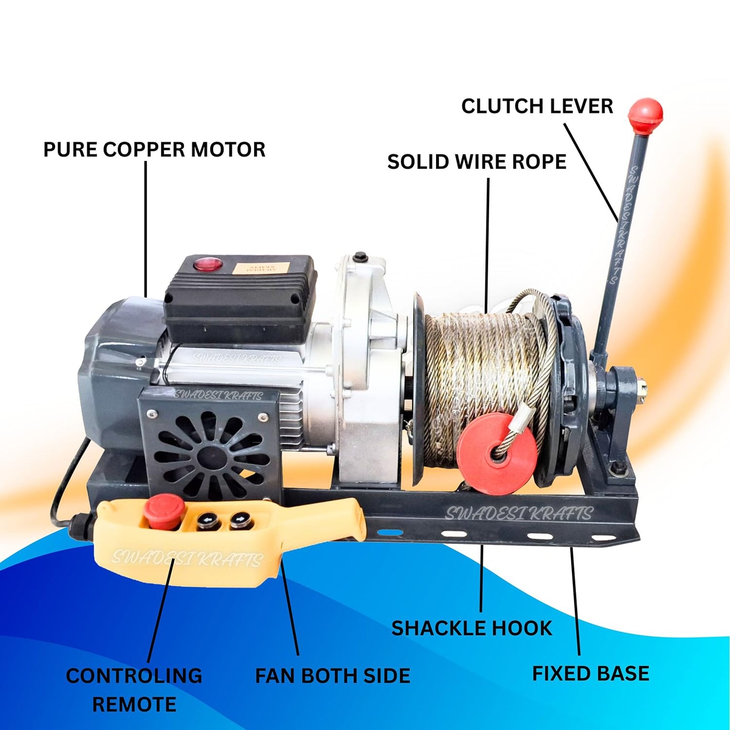 High Speed 4HP Single Phase Electric Motor of Mini Lifting Crane with cluch | 8mm Wire Thickness | 50 Meter Length of the Wire Mini Crane Motor Scale 500kg