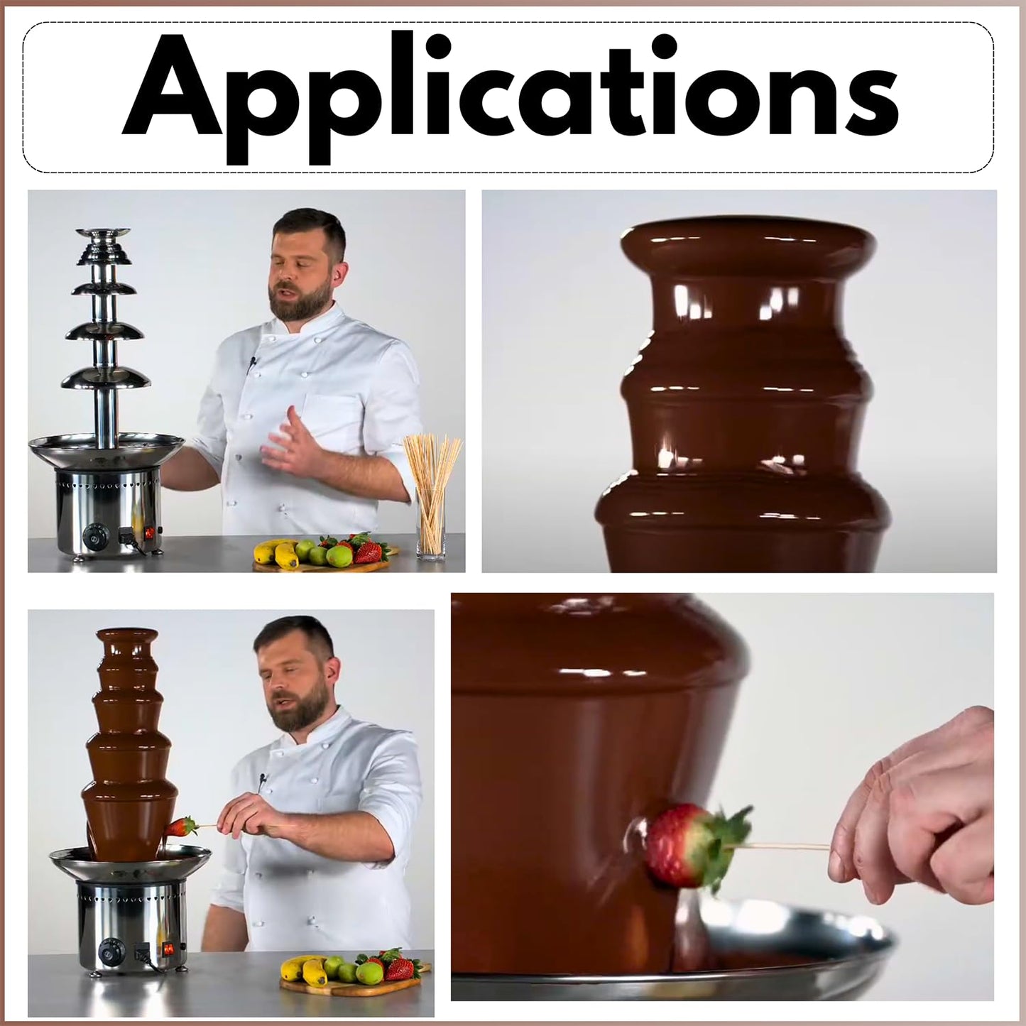 Swadesi Krafts 5 Tier Electric Chocolate Fountain Machine Mini for Kids Party Temperature 50-250℃ | Stainless Steel Chocolate Fondue Machine A3