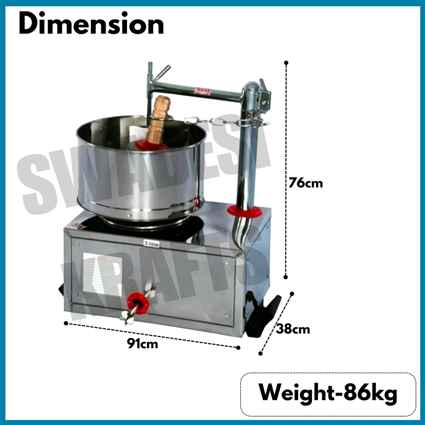 Swadesi Krafts 5ltr Stainless Steel Wet Grinder Machine with 0.5-Hp Motor for Kitchen | Hotel | Restaurant (Commercial Use Only) to Wet Dal, Rice, Dosa, Idle
