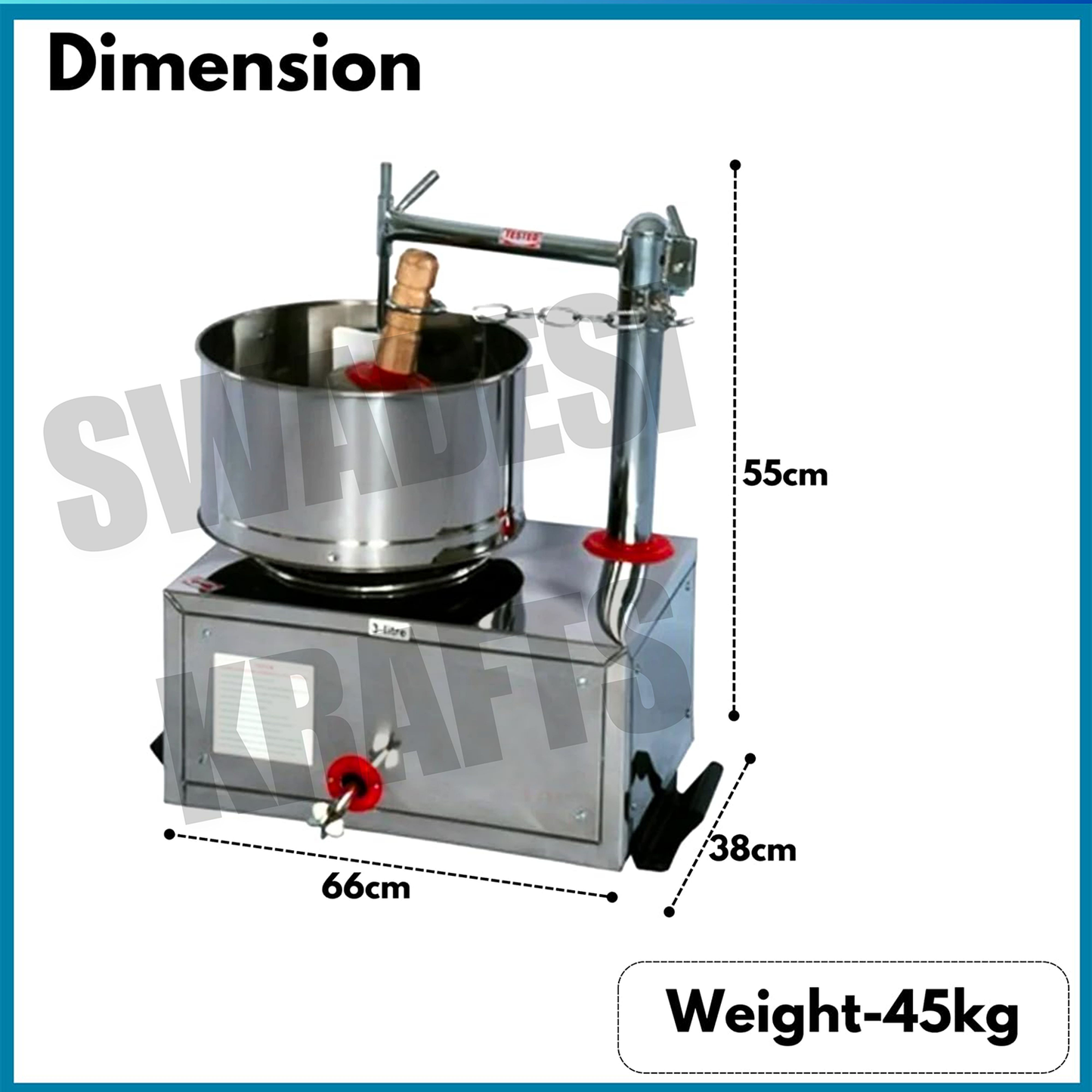 Swadesi Krafts 2ltr Stainless Steel Wet Grinder Machine with 0.25-Hp Motor for Kitchen | Hotel | Restaurant (Commercial Use Only) to Wet Dal, Rice, Dosa, Idle