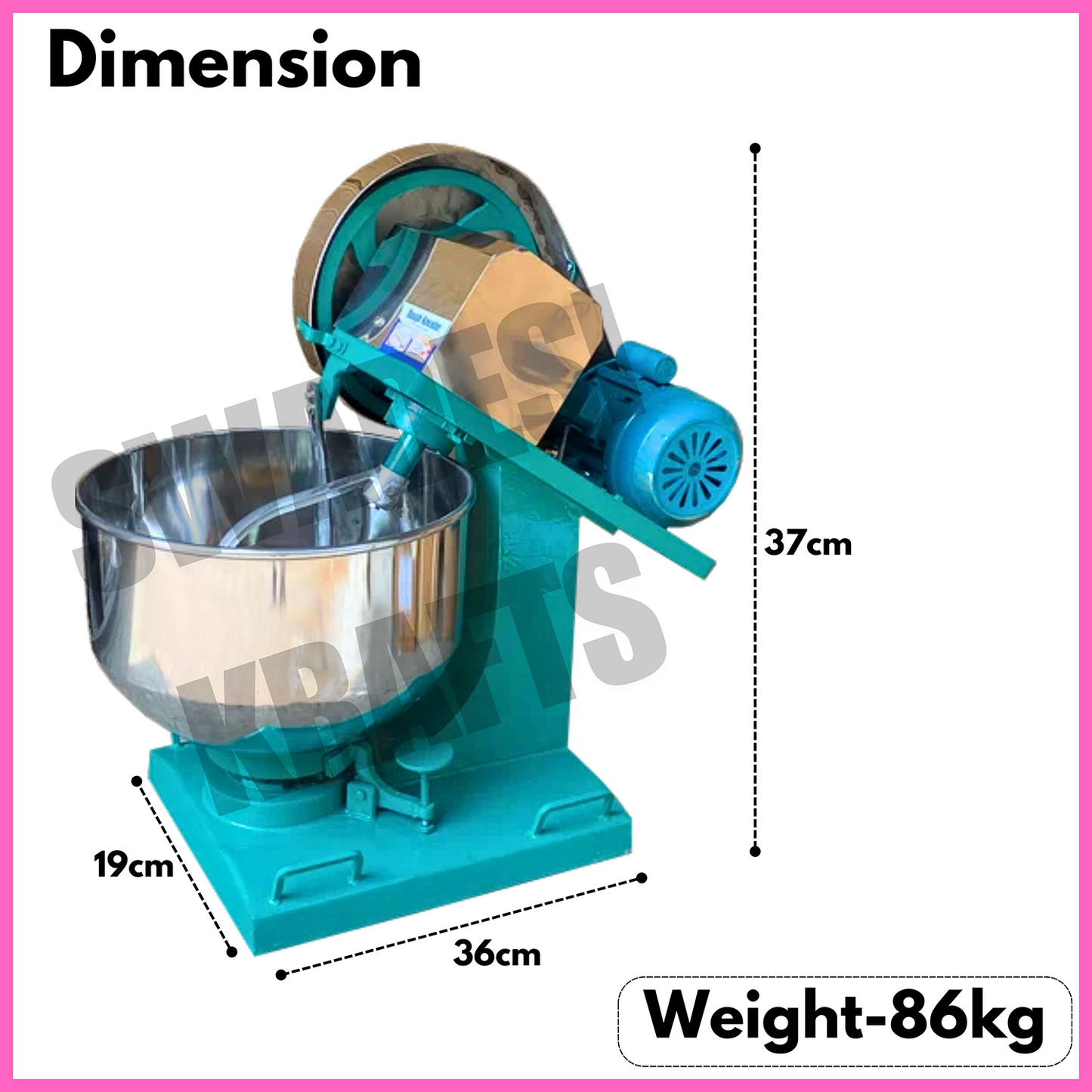 SWADESI KRAFTS 10kg Dough Kneader Machine Electric With 1hp Motor | Stainless Steel Atta Maker Machine Bowl (1.5mm) suitable for Besan atta, Maida, other Besan products A1