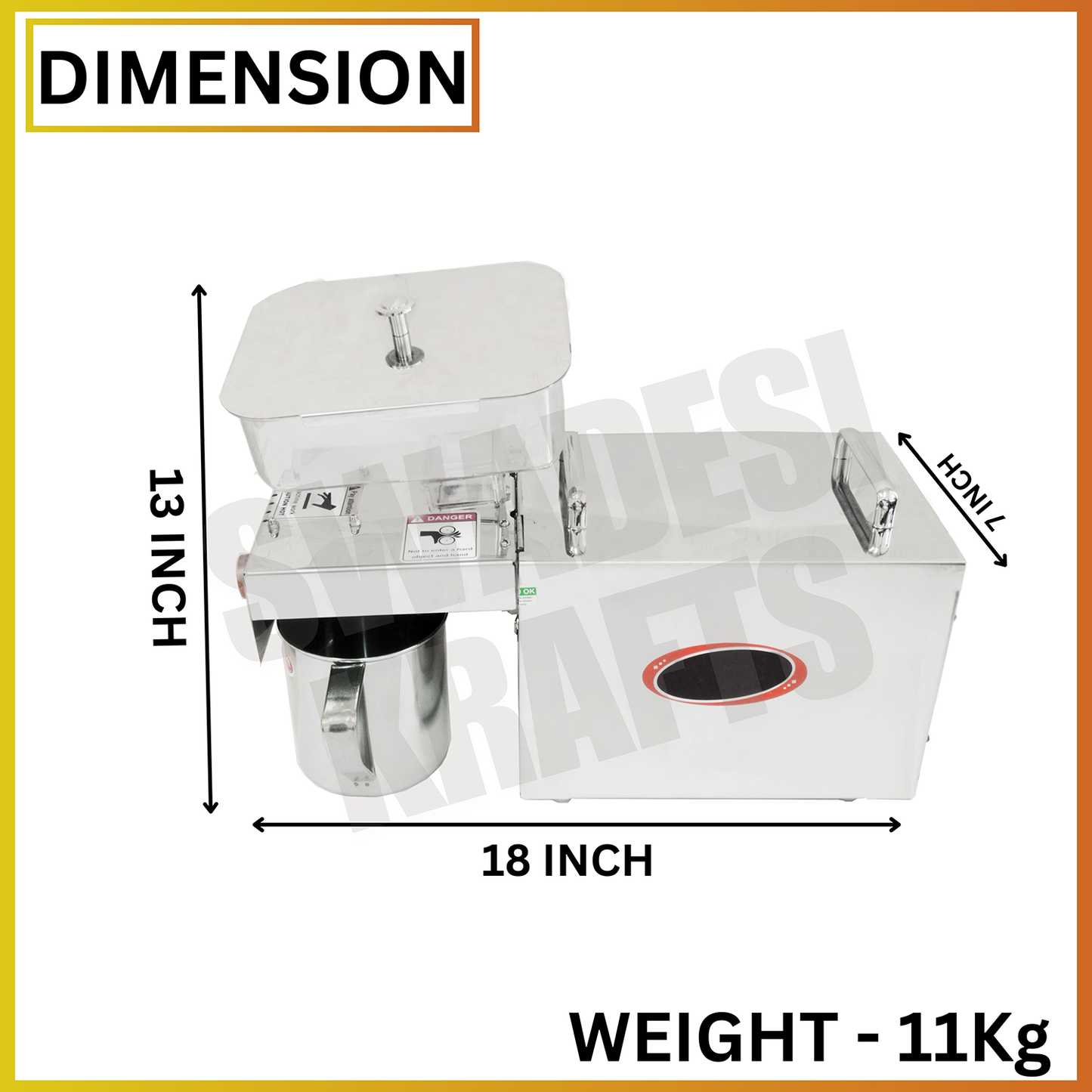 SWADESI KRAFTS Oil Pressing Machine Stainless Steel 202 Body 400-Watt Motor Single Phase Oil Pressing Machine for Home Size 18”X7”X13” Inch (LXWXH) Used for Pressing of Peanut, Almond Oil