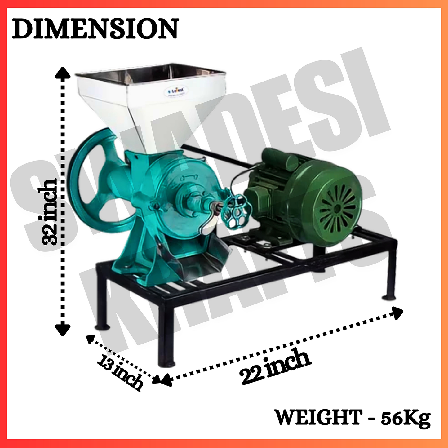 SWADESI KRAFTS Stainless Steel Kaiju Paste Making Machine with 1 HP Motor| Wet DAL Grinder Machine Capacity 25-35Kg Depend on Material Used to Make Thick Paste