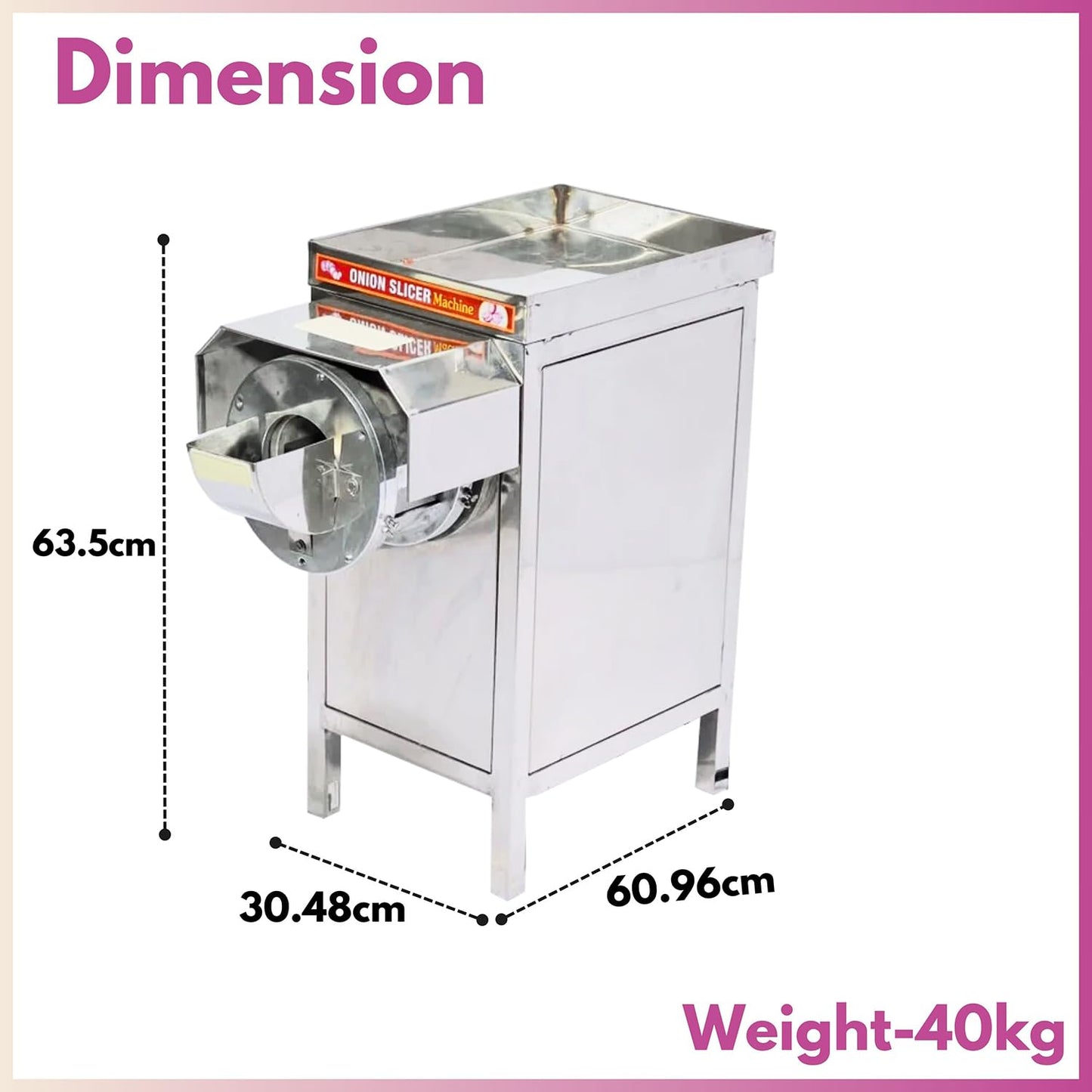 SWADESI KRAFTS Ss Onion Slicer Machine Electric Big Hotel| Vegetable Slicer Machine Commercial Comes with 1HP Motor Capacity 50-60kg/Hr. Onion, Chilly, Cabbage Other Vegetable Product A1