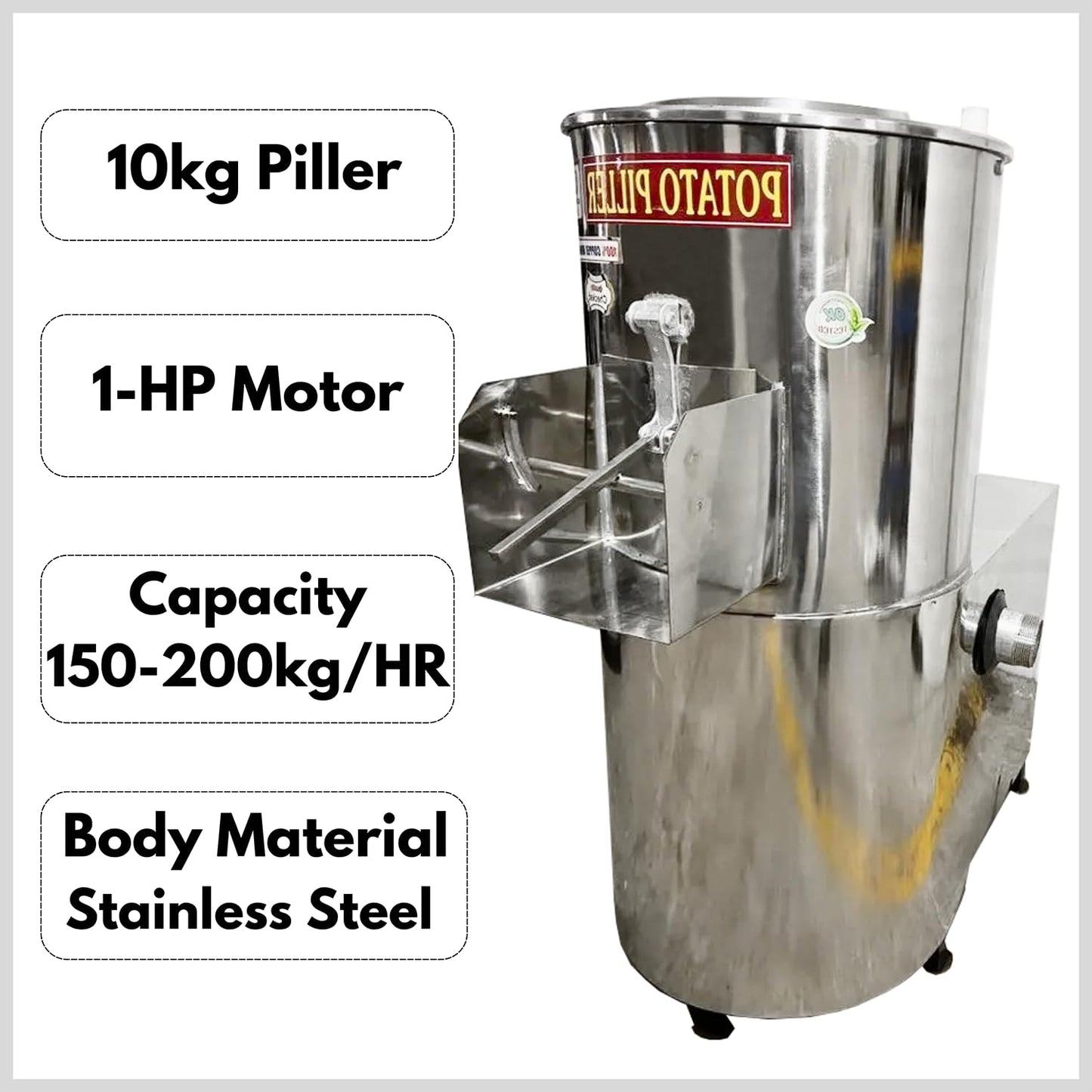 SWADESI KRAFTS 10Kg Automatic Potato Peeler Machine Electric Comes with 1-HP Motor Peel Potatoes, Beet Roots | Electric Peller for Vegetable Capacity 150-200kg/HR. A2