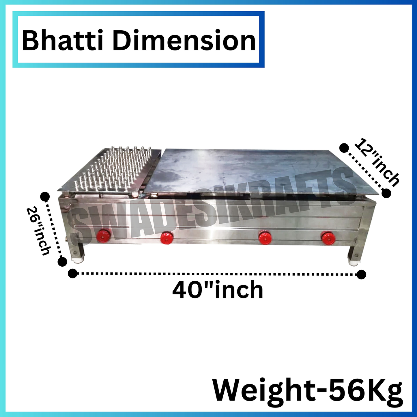 SWADESI KRAFTS stainless steel chapati Bhatti gas puffer 24”36”12” inch | commercial chapati making machine with puffer plate use for roti Frankie sandwich paratha wraps A3