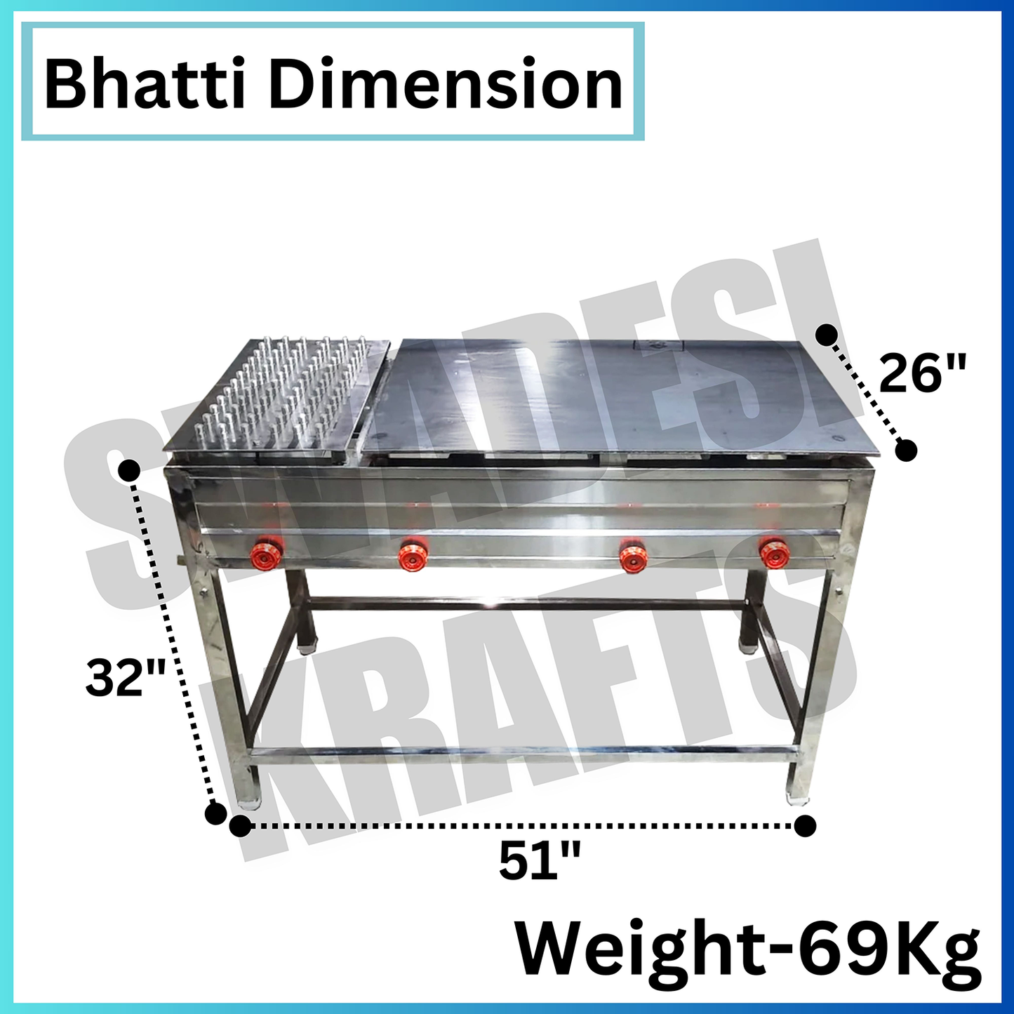 SWADESI KRAFTS stainless steel chapati Bhatti gas puffer 24”48”32” inch | commercial chapati making machine with puffer plate use for roti Frankie sandwich paratha wraps A6