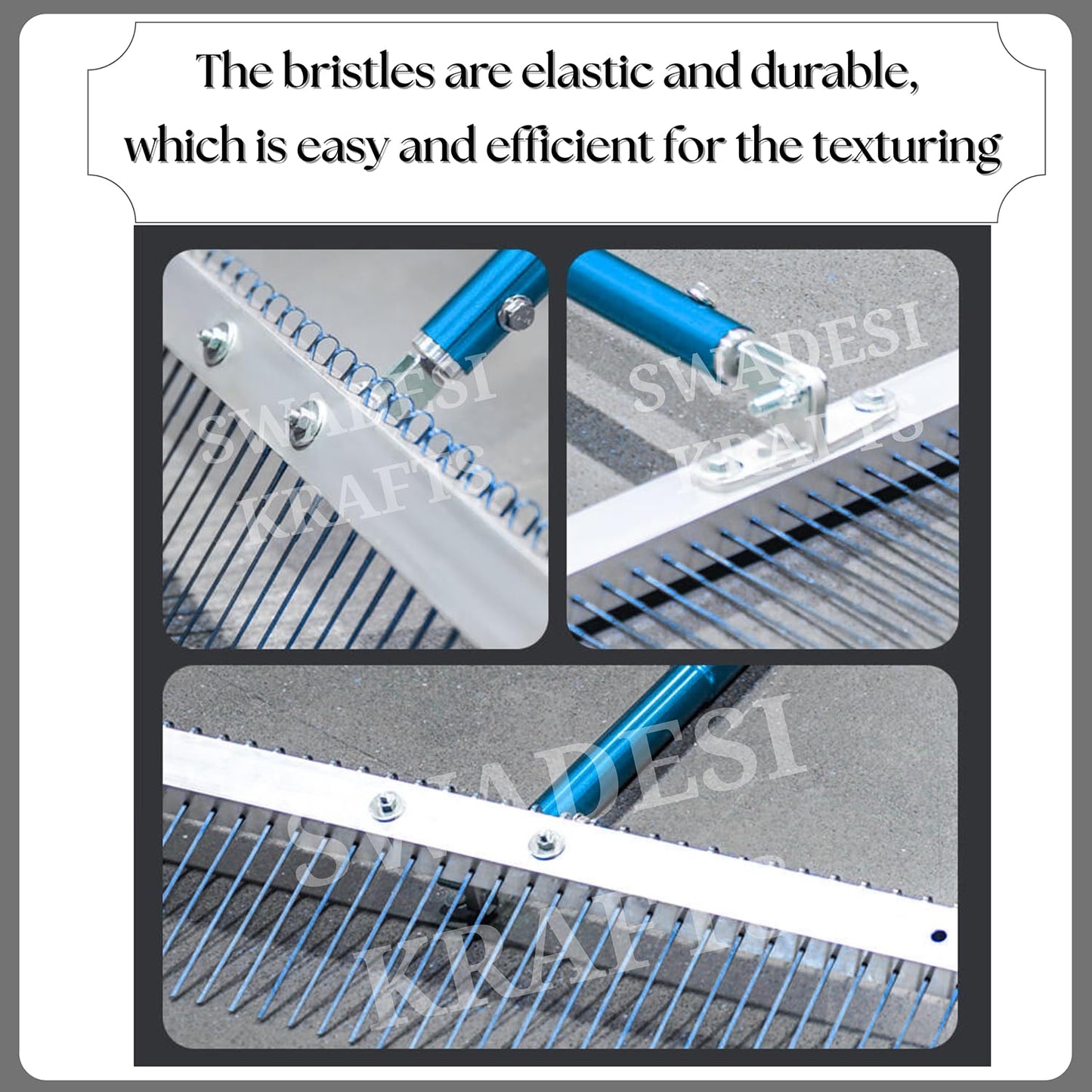 Concrete Texture Brush | Heavy Duty Bristles | Aluminium Handle | Surface Finishing Tool for Concrete Texturing and Anti-Skid Finishing