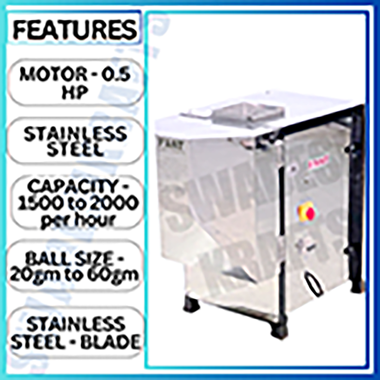 SWADESI KRAFTS Dough Ball Cutting Machine Stainless Steel Body with 0.5 Hp Motor Peda Making Machine Size 26”X15”X24” Inch (LXWXH) Used for to Cook, Home Like Chapatis