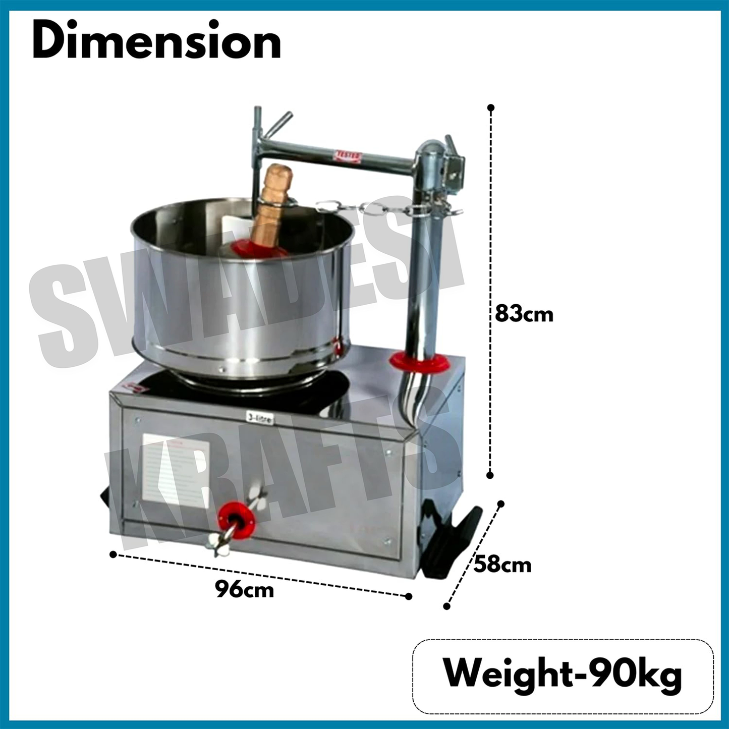 Swadesi Krafts 7ltr Stainless Steel Wet Grinder Machine with 1-Hp Motor for Kitchen | Hotel | Restaurant (Commercial Use Only) to Wet Dal, Rice, Dosa, Idle