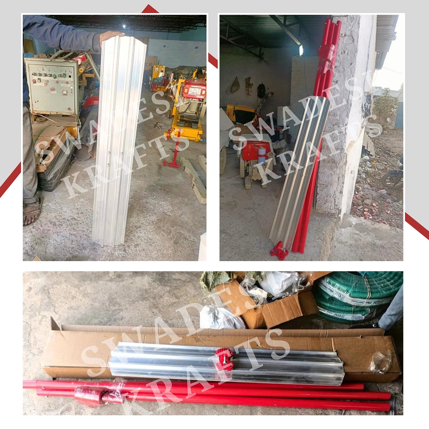 2 Meter Aluminium Blade | Concrete Surface Finishing Tool | Adjustable Handle | Heavy Duty Bull Floater for Construction Sites