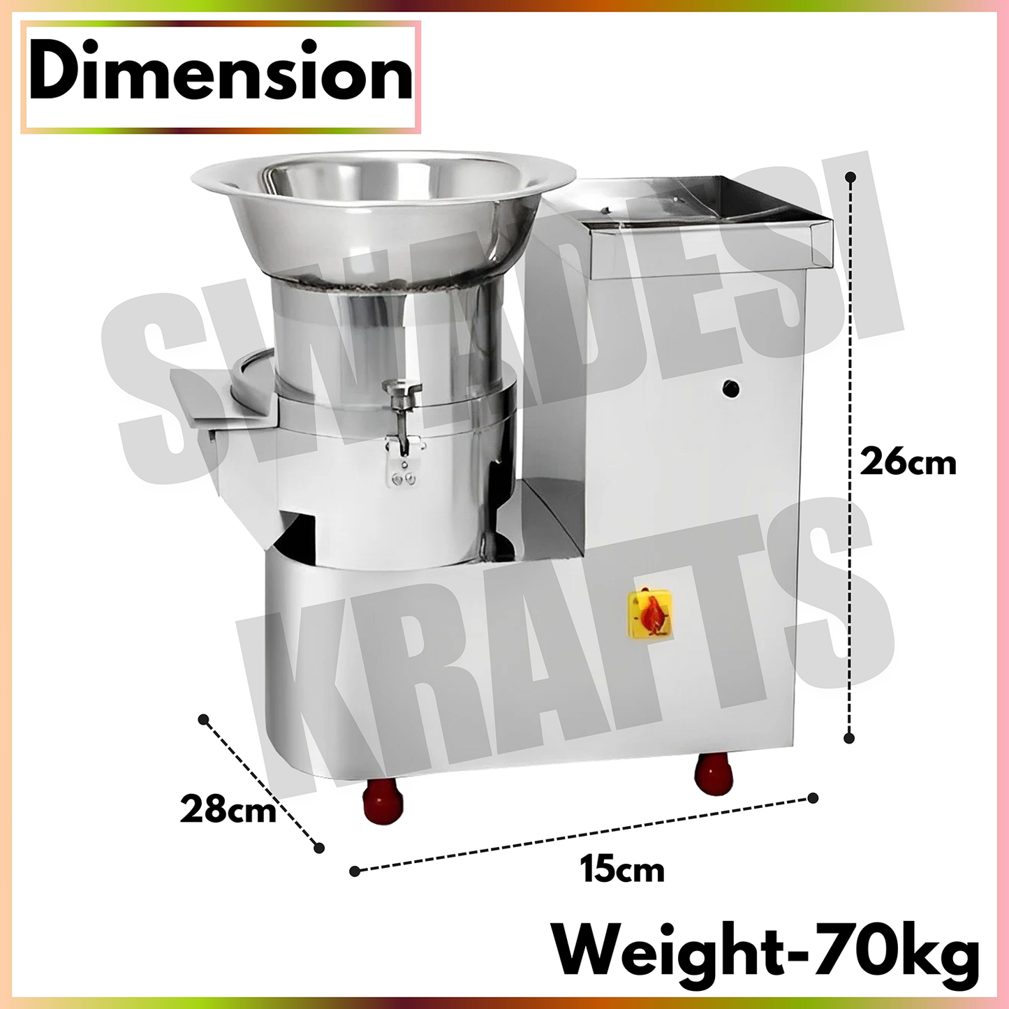 Swadesi Krafts Stainless Automatic Vegetable cutting Machine for Kitchen with 2hp Motor |Salad Vegetable Cutter for Hotel Capacity- 600KG/Hr A3