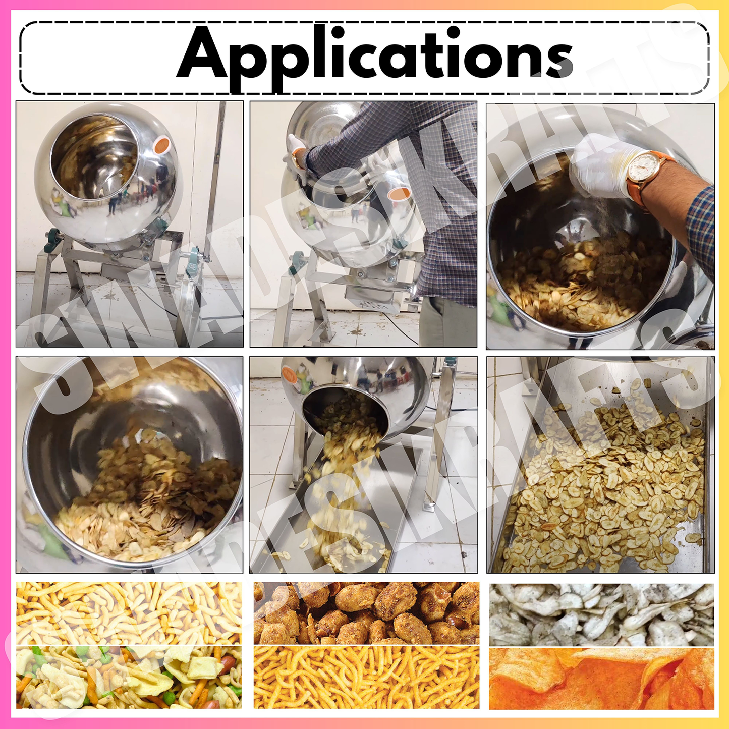 SWADESI KRAFTS Stainless-Steel Tilting Masala Coating Pan Machine With 0.5-Hp Motor | Chips Fryums Snacks Flavoring Machine D3