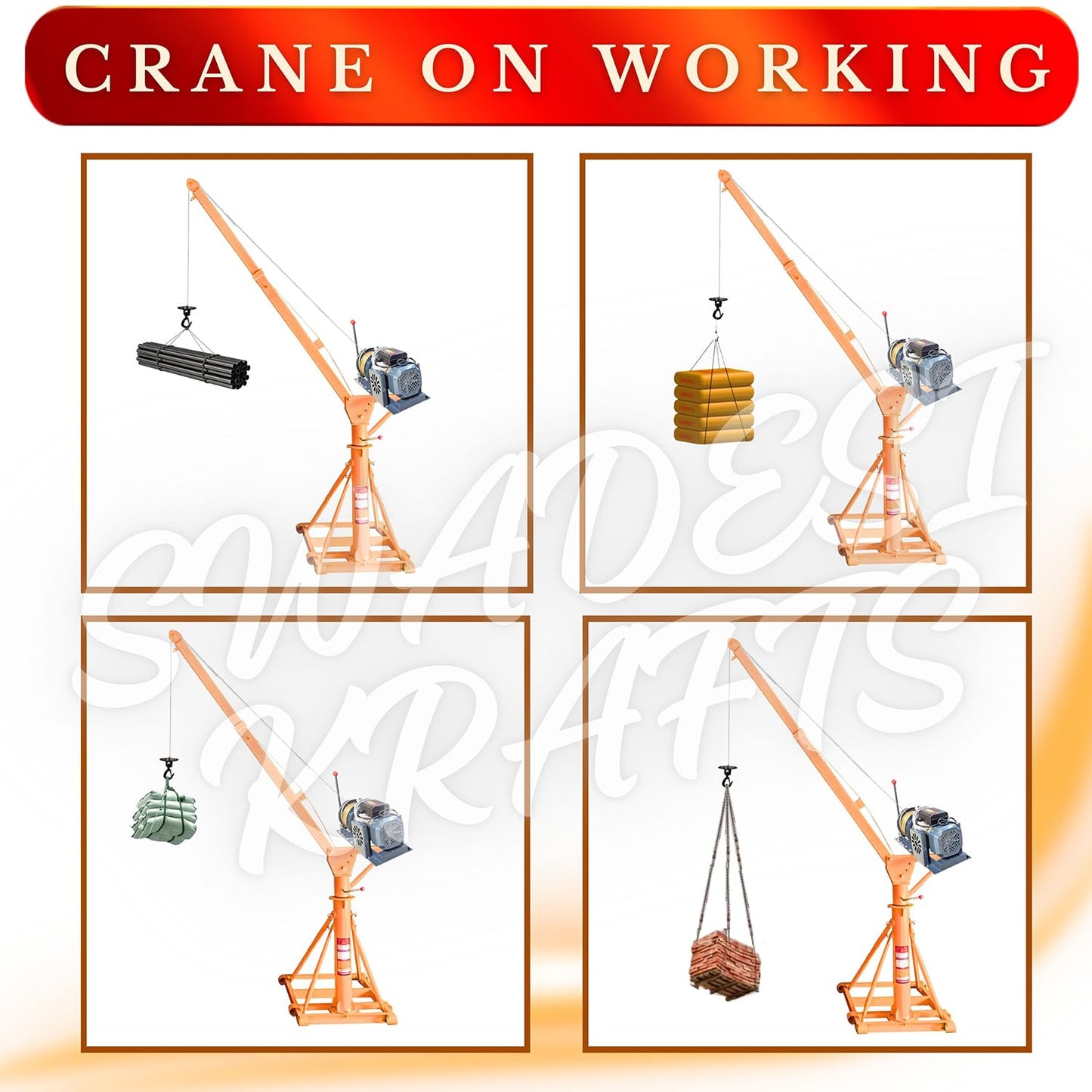 High Speed 4HP Single Phase Electric Motor of Mini Lifting Crane with cluch | 8mm Wire Thickness | 50 Meter Length of the Wire Mini Crane Motor Scale 500kg