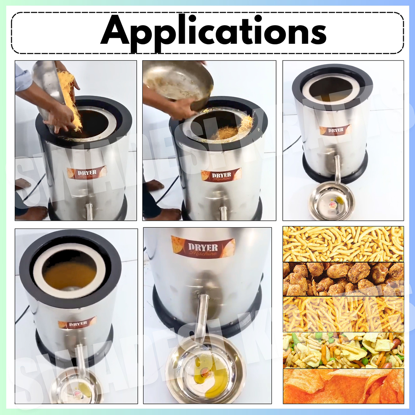 SWADESI KRAFTS Stainless Steel Oil Dryer Machine for Namkeen With 1hp Motor Remove Oil and Water from All Type Namkeen and Wafer | Snacks Dryer Machine for Snacks Capacity Is 15kg/Hr