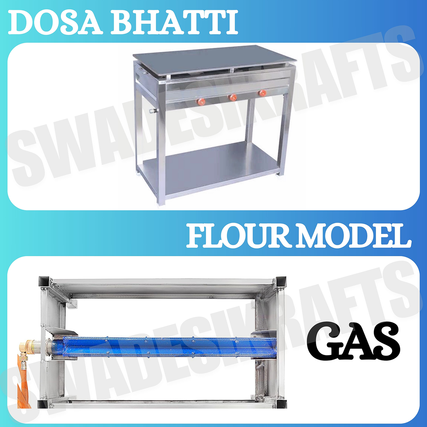SWADESI KRAFTS Dosa Bhatti Stainless Steel Body With Plate Size 24"X48"X32" And Weight 73Kg For Making Dosa.