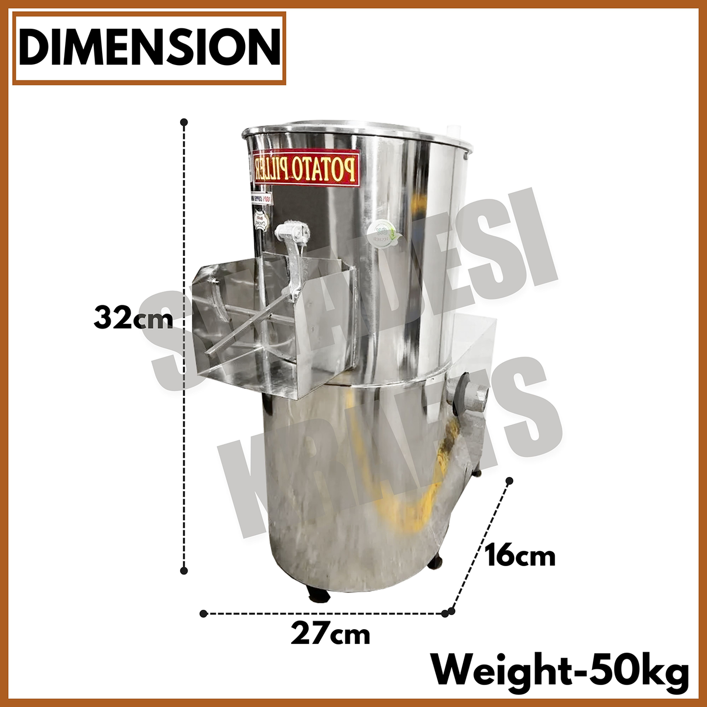 SWADESI KRAFTS 10Kg Automatic Potato Peeler Machine Electric Comes with 1-HP Motor Peel Potatoes, Beet Roots | Electric Peller for Vegetable Capacity 150-200kg/HR. A2