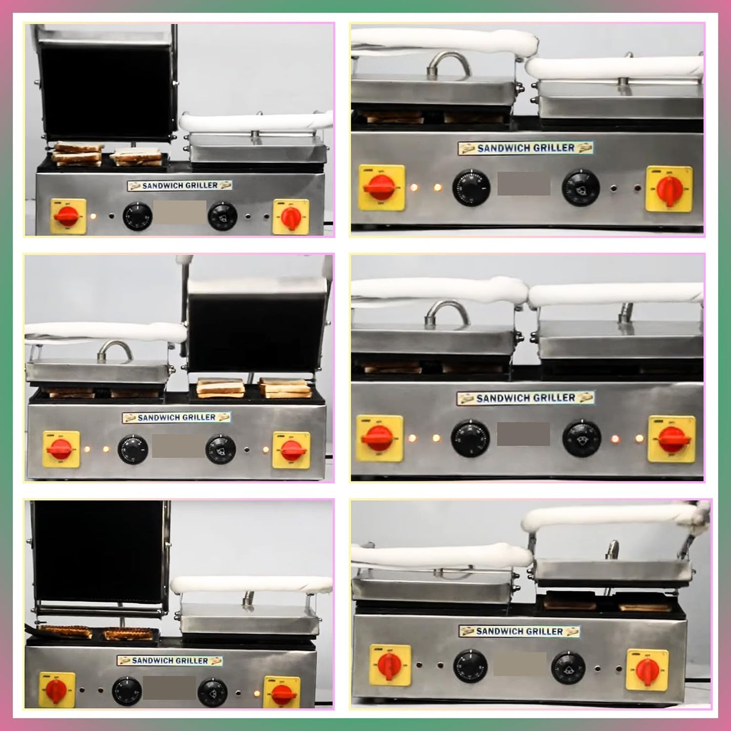 SWADESI KRAFTS Stainless Steel 202 Double Sandwich Griller 1100-Watt 4 Heater| Double Sandwich Maker 11”X12” Inch 8pcs Sandwich | Size 18”X25”X11” Inch (LXWXH)