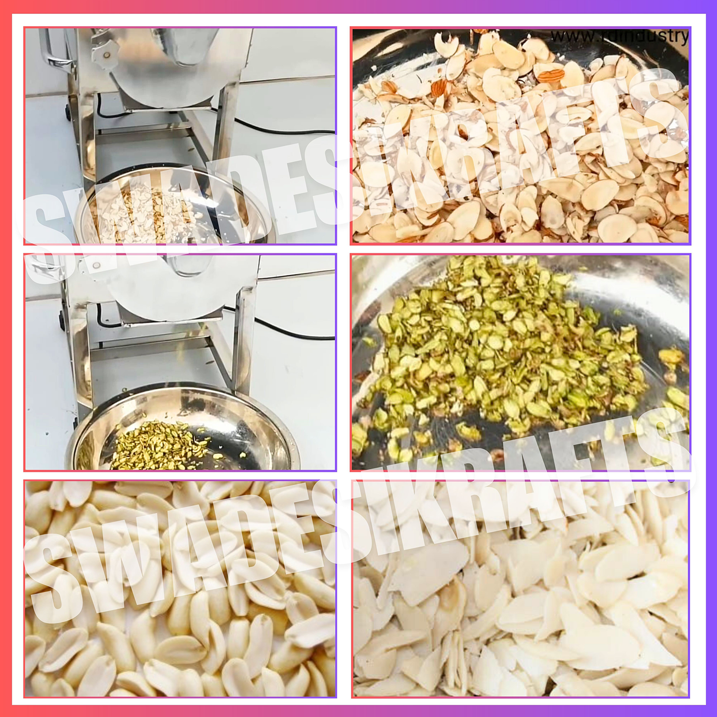 SWADESI KRAFTS Stainless Steel Dry Fruit Slicer Machine with 1hp Copper Motor | Dry Fruit Cutter Machine Output 25-30kg per Hour | 2 die (1 Slice + 1 Power) Used for Dry Fruit for Sweet A3