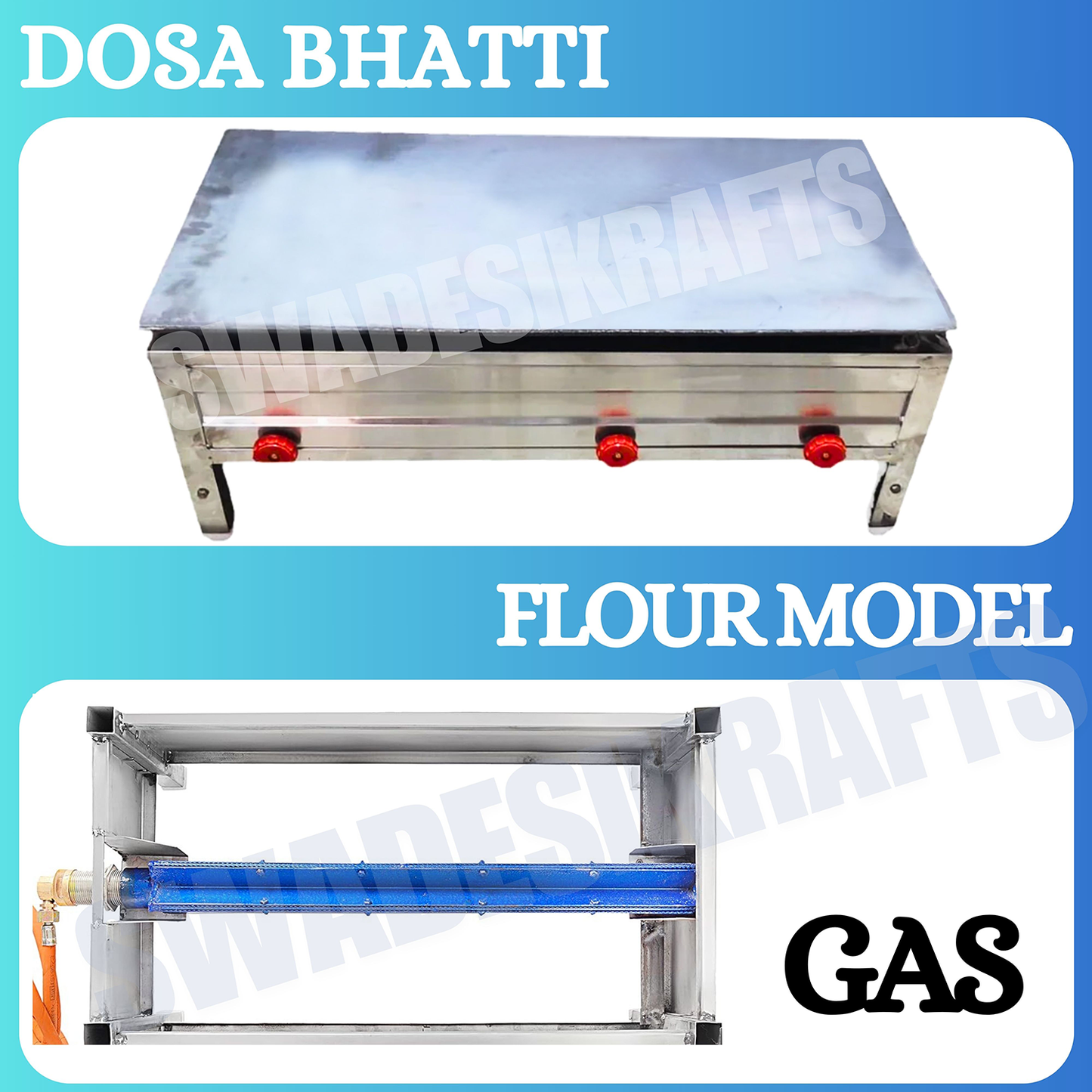 SWADESI KRAFTS Dosa Bhatti Stainless Steel Body with Plate Size 24"X36"X12" and Weight 56Kg for Making Dosa.