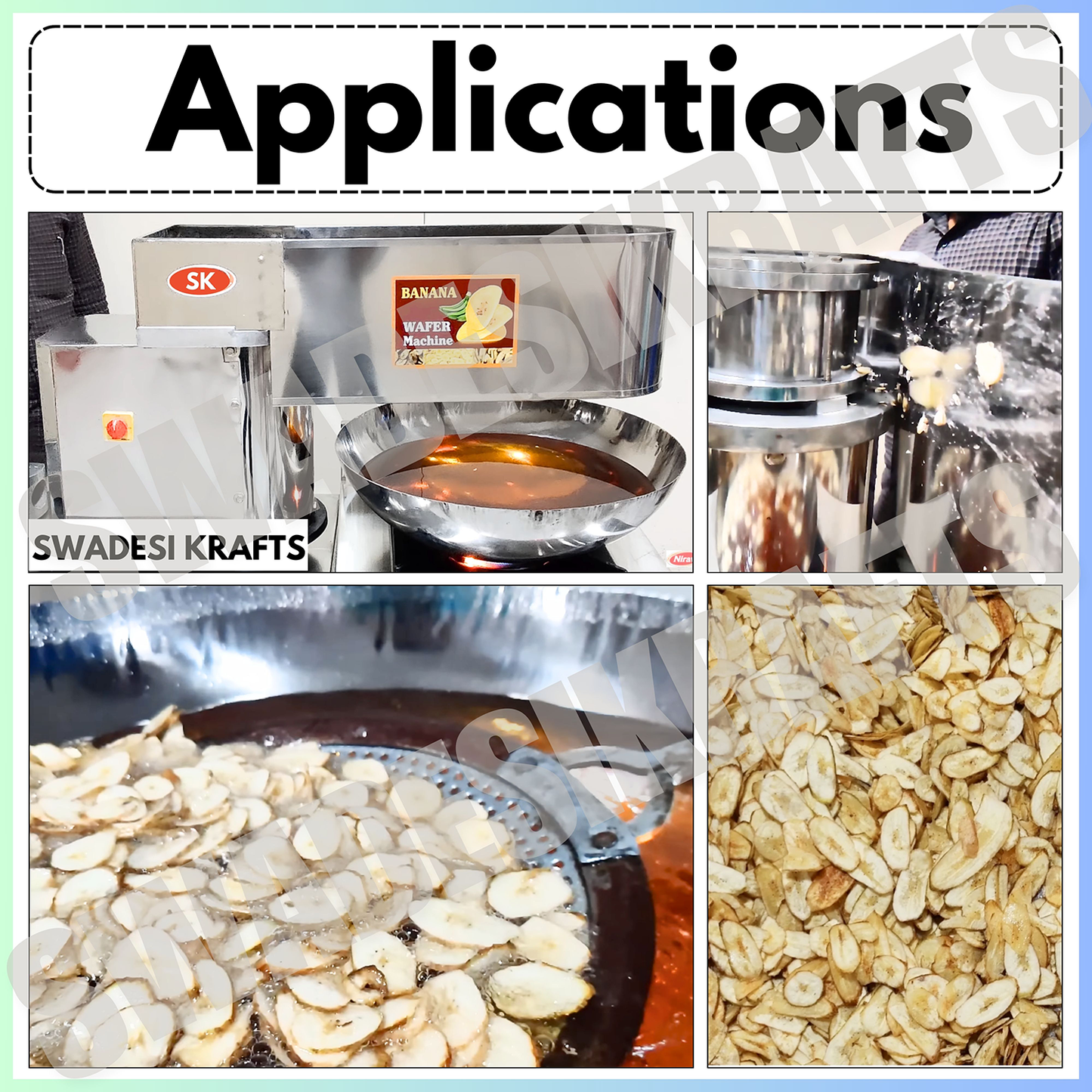 SWADESI KRAFTS 2in 1 Automatic Banana & Potato Slicer Machine for Chips | Stainless Steel Banana Chips Cutter Machine Electric Comes with 1HP Motor & 5 Die (Round, oval, & long patta) A2