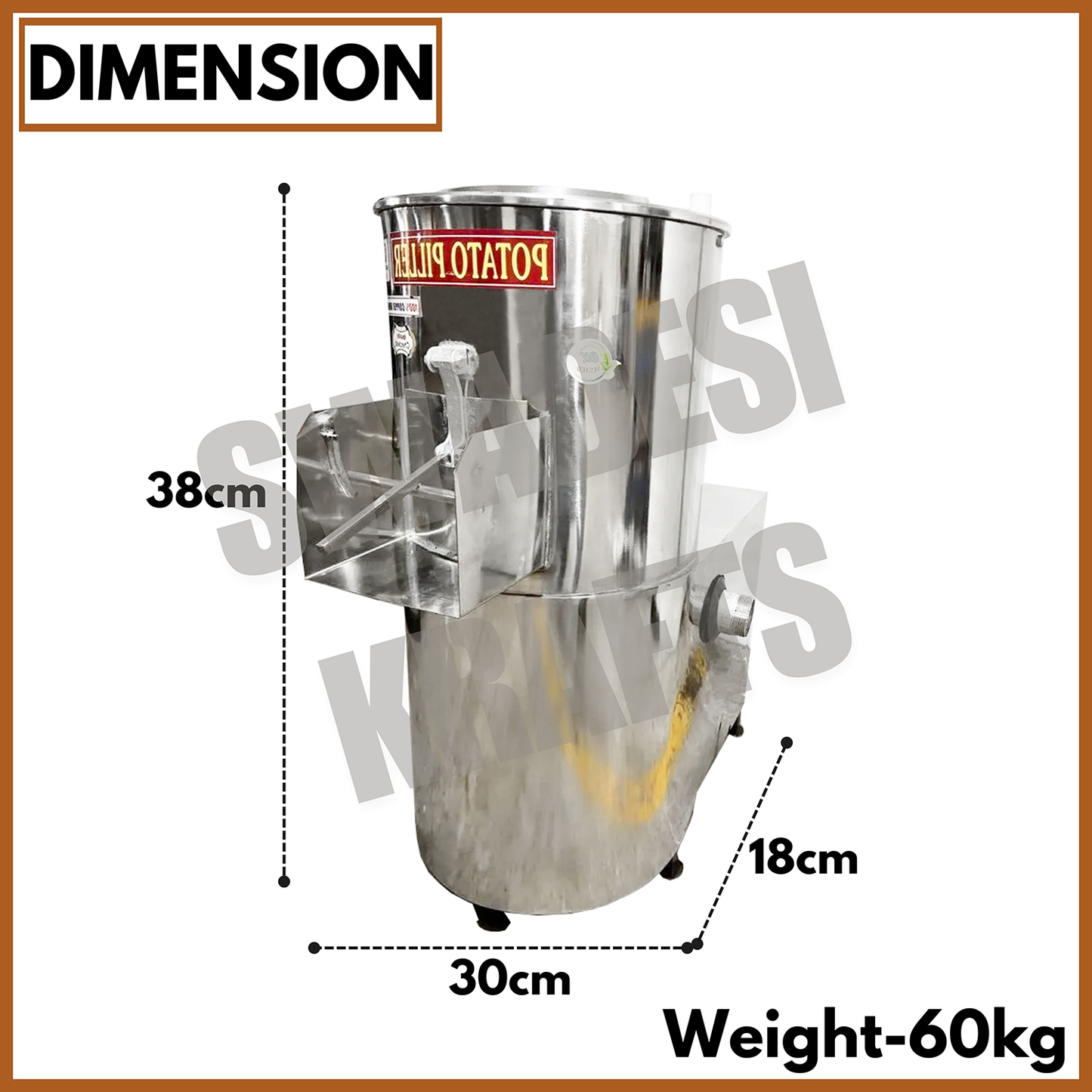 SWADESI KRAFTS 20Kg Automatic Potato Peeler Machine Electric Comes with 2-HP Motor Peel Potatoes, Beet Roots | Electric Peller for Vegetable Capacity 300-350kg/HR. A6