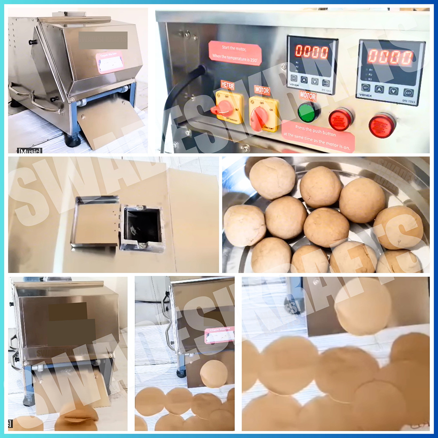 SWADESI KRAFTS Chapati Pressing Machine Stainless Steel Body with 0.5 Hp Motor Roti Pressing Machine Size 26”X14”X18” (LXWXH) Used for Preparation of Chapatis