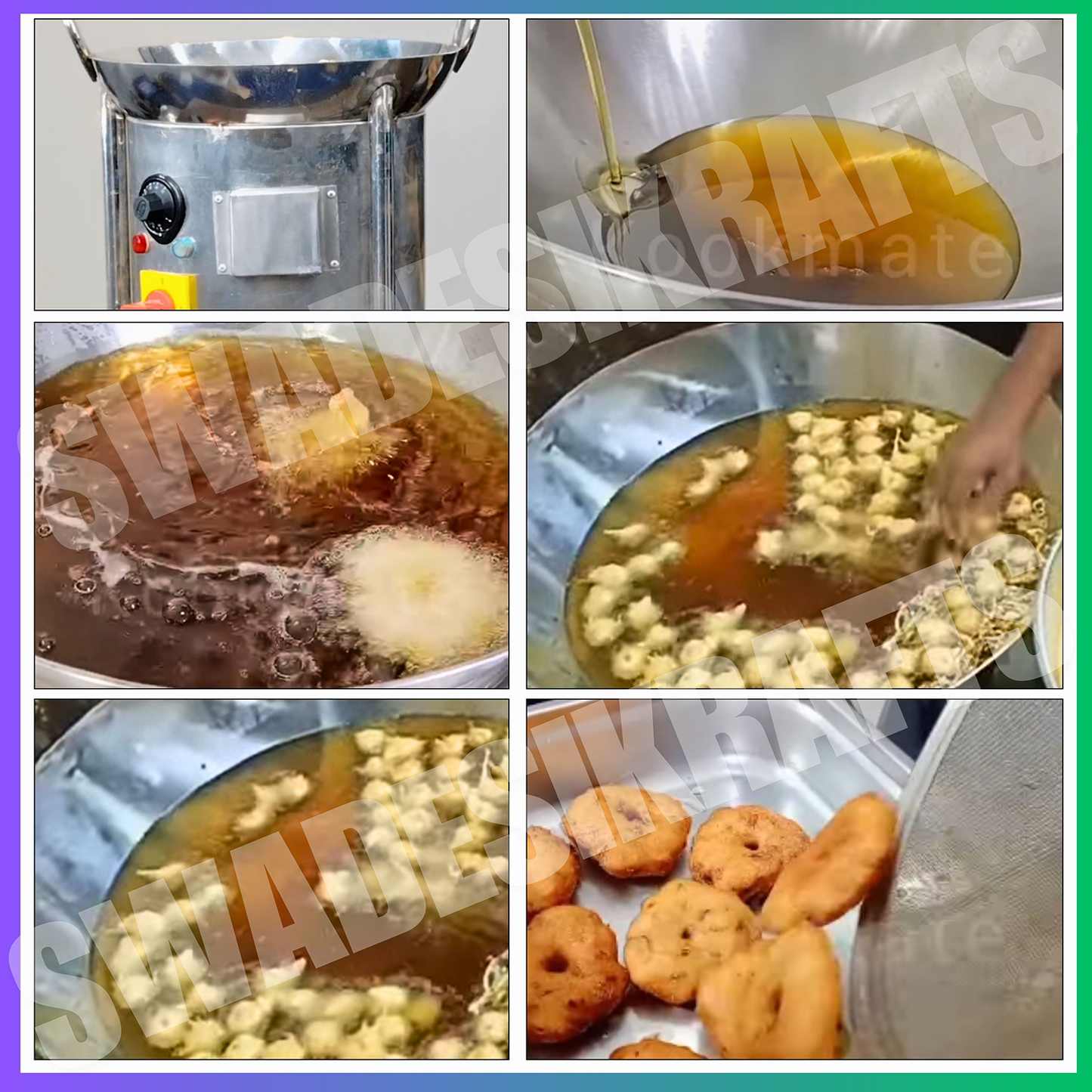 SWADESI KRAFTS Electric Kadai Commercial Stainless-Steel 202 Body With 3000 + 3000 Double Heater Commercial Fryer Electric Size 20”X22”X19” Inch (LXWXH) Used for Fry Like Samosa, Kachori