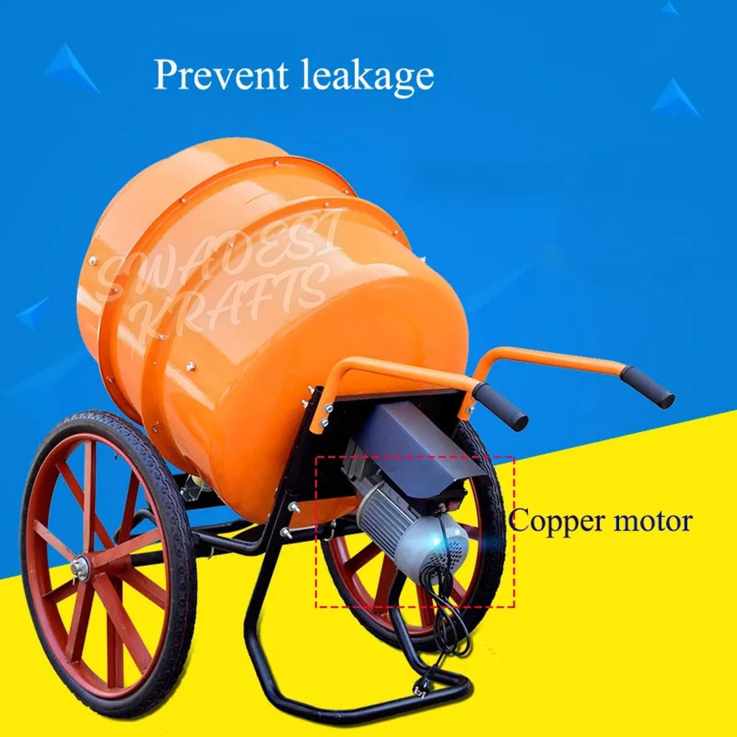 SWADESI KRAFTS Concrete Mixer Machine | Electric Concrete Mixture Machine (350ltr)- 1hp motor