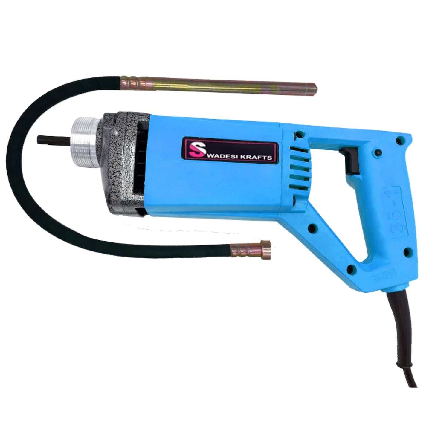 SWADESI KRAFTS 1210-WTT Concrete Vibration Machine removes lanter's trapped air Construction Tools for Labour, Copper Winded Motor with a Wire Braided 1.5 MTR Needle for Vibration