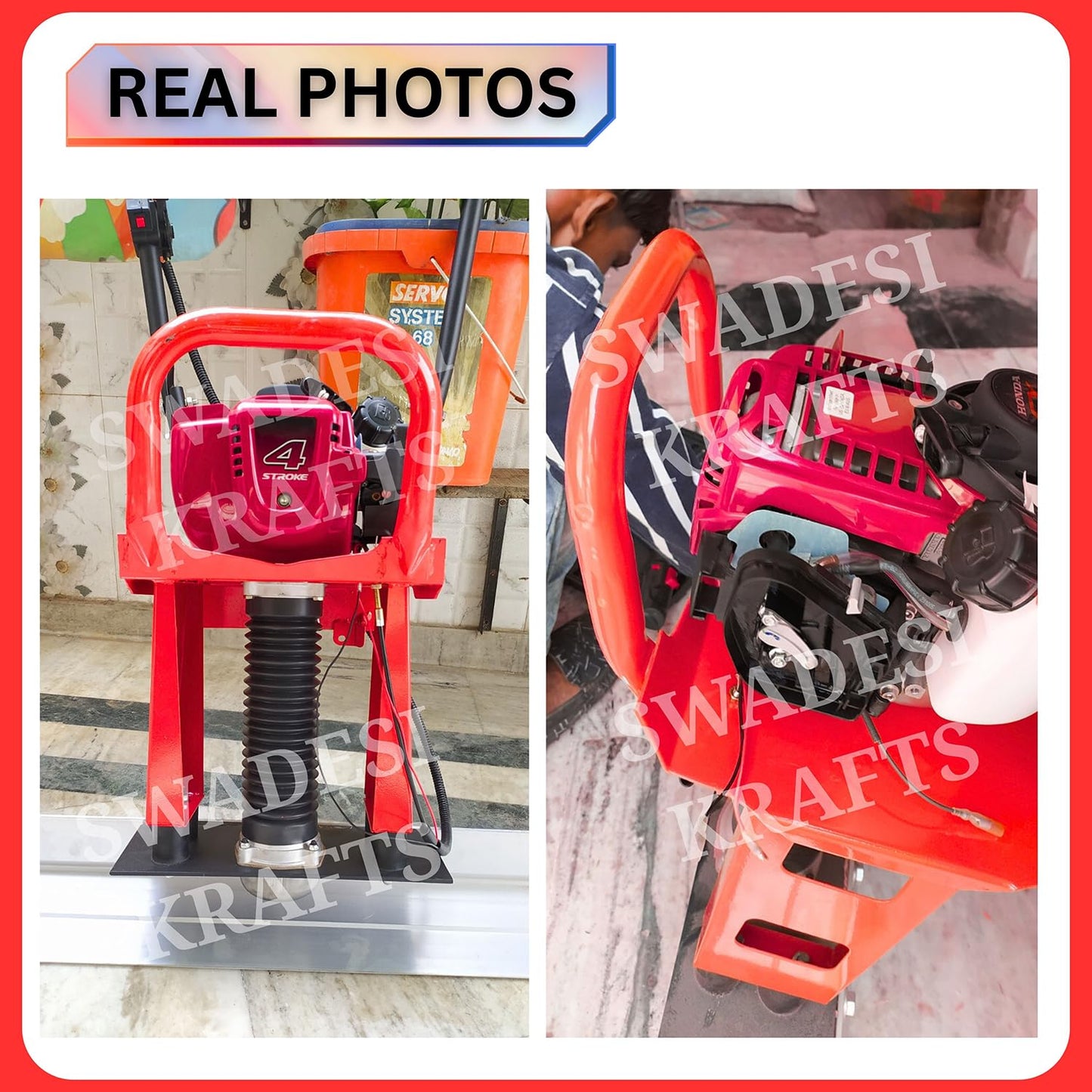Electric Concrete Screed Vibrator Machine with 1.3HP Engine | 2 Mtr Concrete Surface Leveling Tool | Portable Power Screed for Road, Slab & Floor Finishing | Heavy Duty Construction Equipment