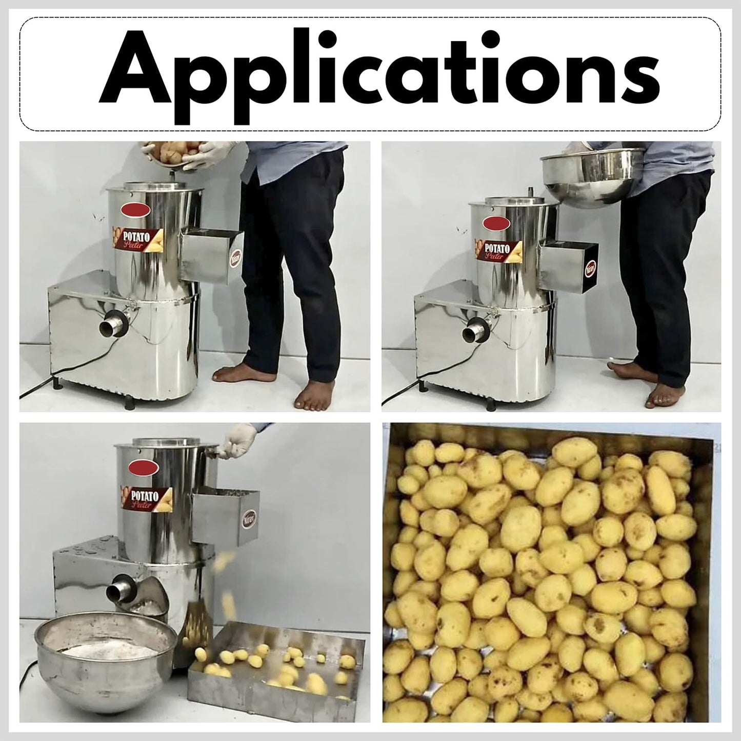 SWADESI KRAFTS 10Kg Automatic Potato Peeler Machine Electric Comes with 1-HP Motor Peel Potatoes, Beet Roots | Electric Peller for Vegetable Capacity 150-200kg/HR. A2