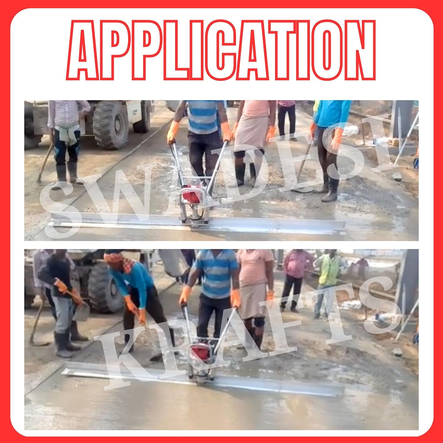 Electric Concrete Screed Vibrator Machine with 1.3HP Engine | 3 Mtr Concrete Surface Leveling Tool | Portable Power Screed for Road, Slab & Floor Finishing | Heavy Duty Construction Equipment
