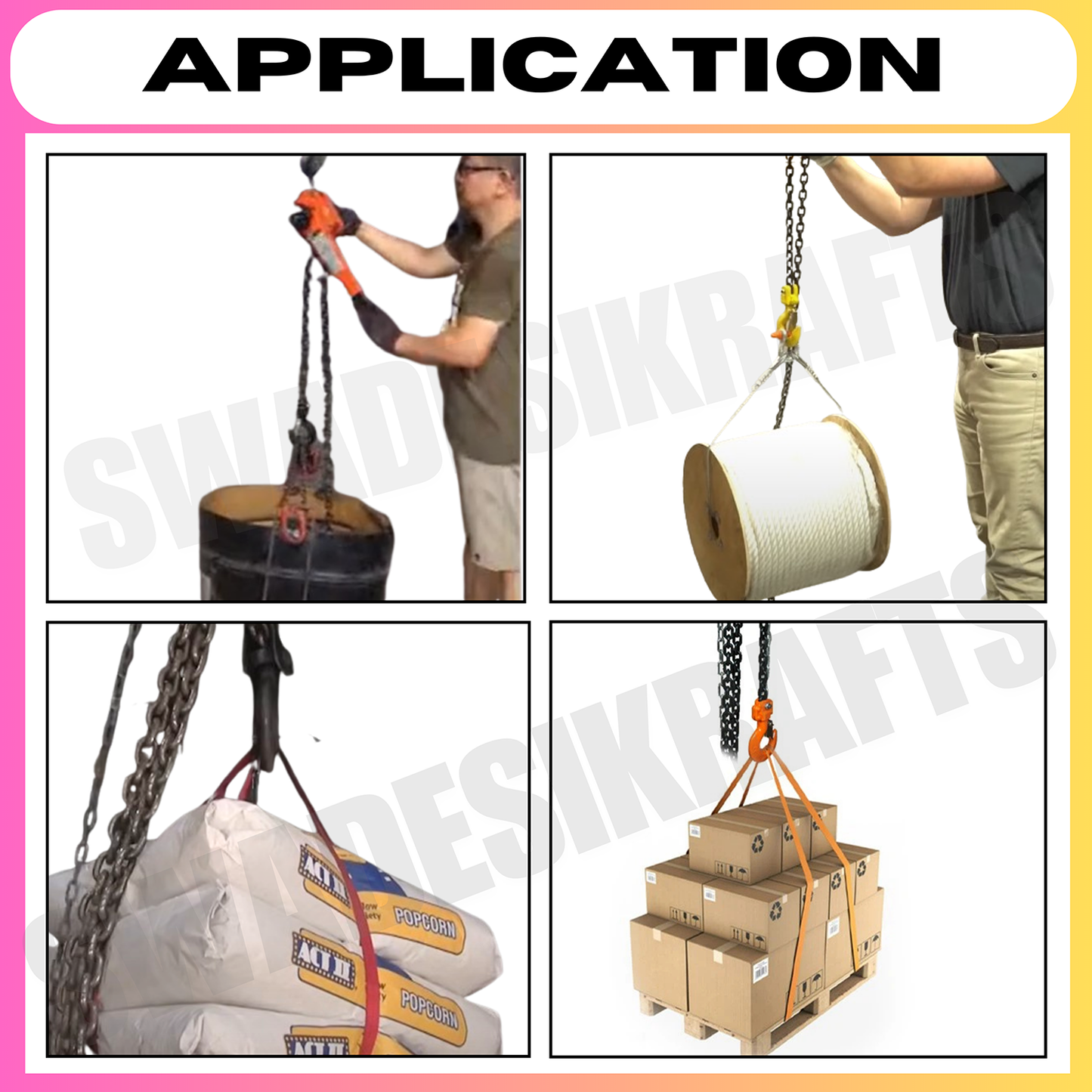 SWADESI KRAFTS Manual Ratchet Lever Hoist 750 kg Capacity Heavy Duty Single Fall Working Height 3meter Load Chain 6mm Chain hoist Lever Block Ratchet Puller Hoist with Overload Material Movement hoist
