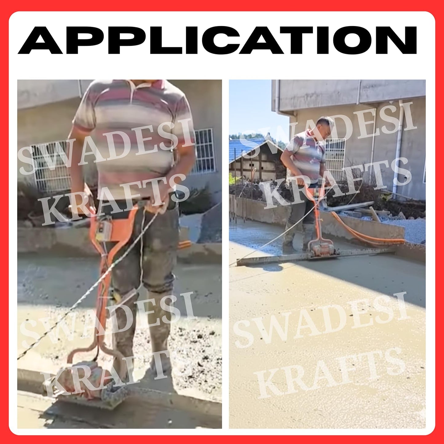 Electric Concrete Screed Vibrator Machine with 0.5 HP Motor | 2mtr Aluminium Surface Leveling Tool | Portable Power Screed for Road, Slab & Floor Finishing | Heavy Duty Construction Equipment