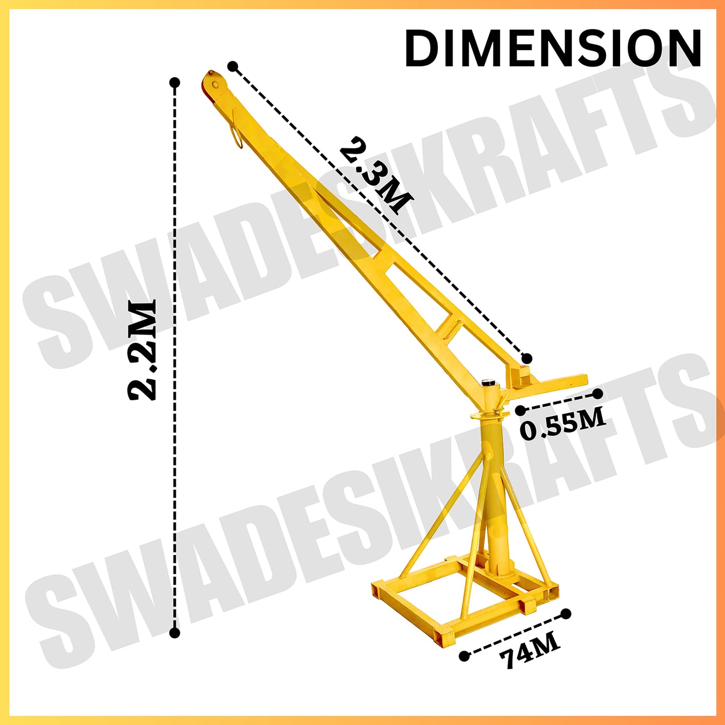 SWADESI KRAFTS Electric Mini Lifting Crane with 3HP Electric Motor with 2 Trolly | 8mm Wire Thickness | 50 Meter Length of the Wire and 70kg with 360 Adjustable Frame | Mini Crane Scale 500kg