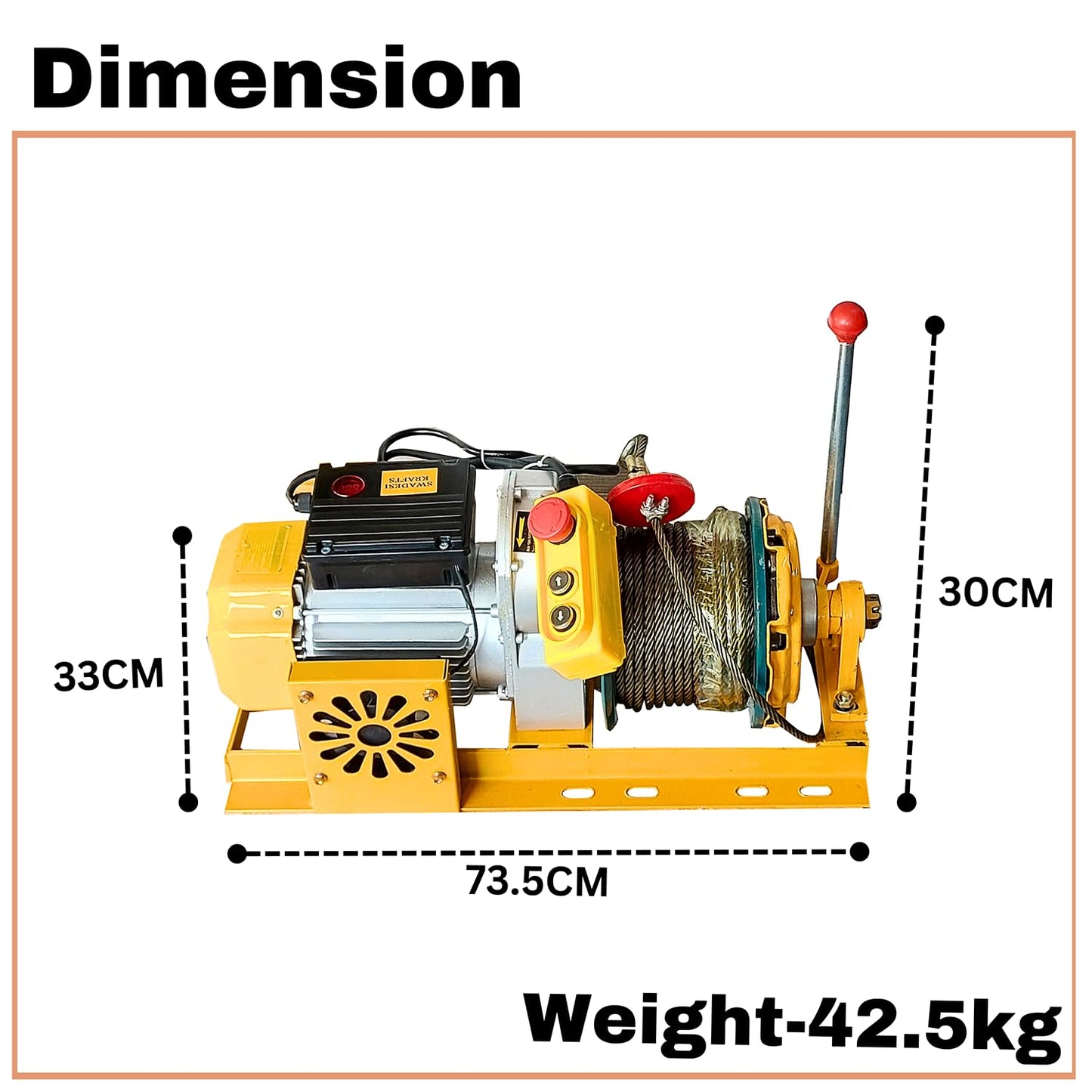 SWADESI KRAFTS 4HP Electric Motor of Mini Lifting Crane with cluch | 8mm Wire Thickness | 40 Meter Length of the Wire Mini Crane Motor Scale 500kg